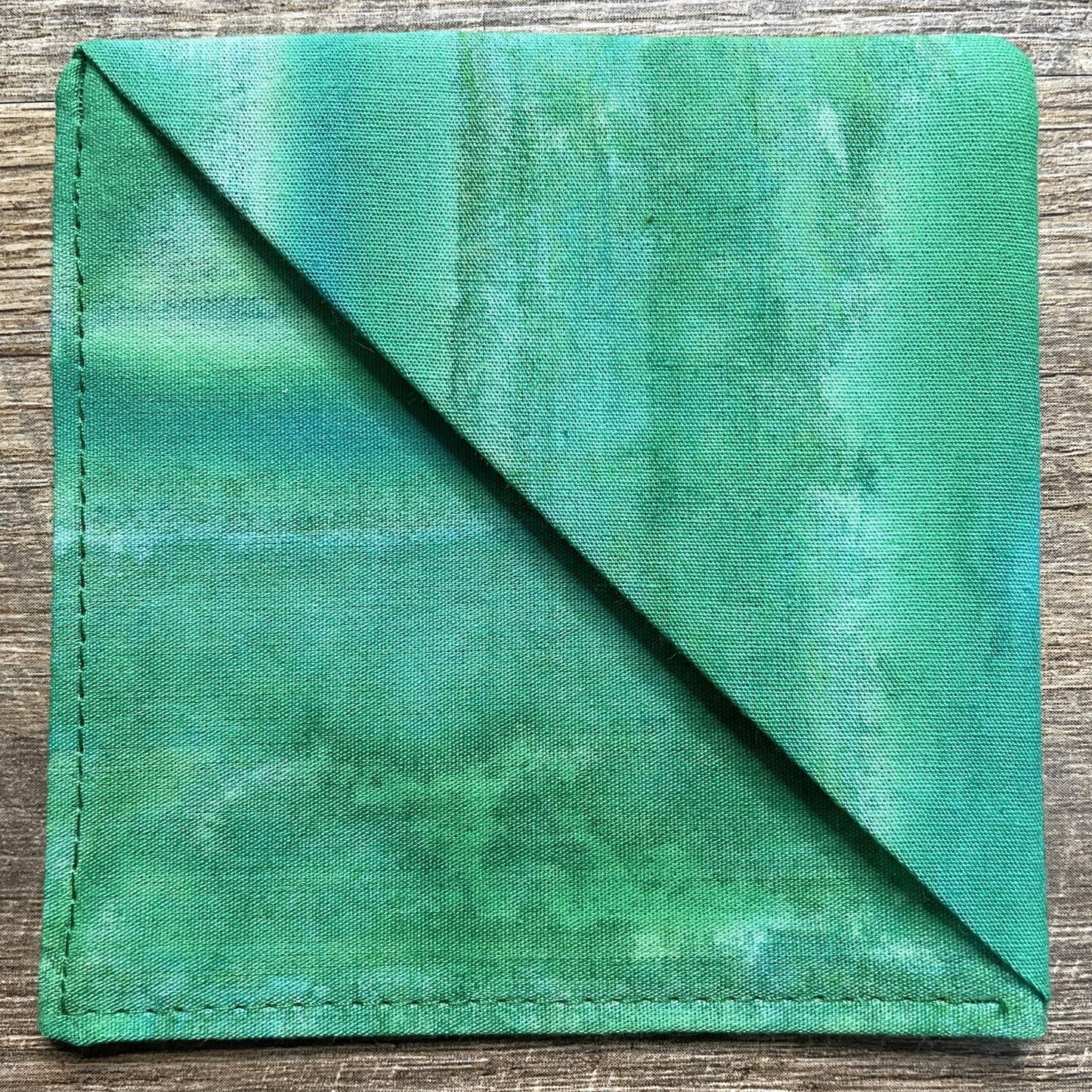 Fabric Corner Bookmark - Aqua Batik Stripes