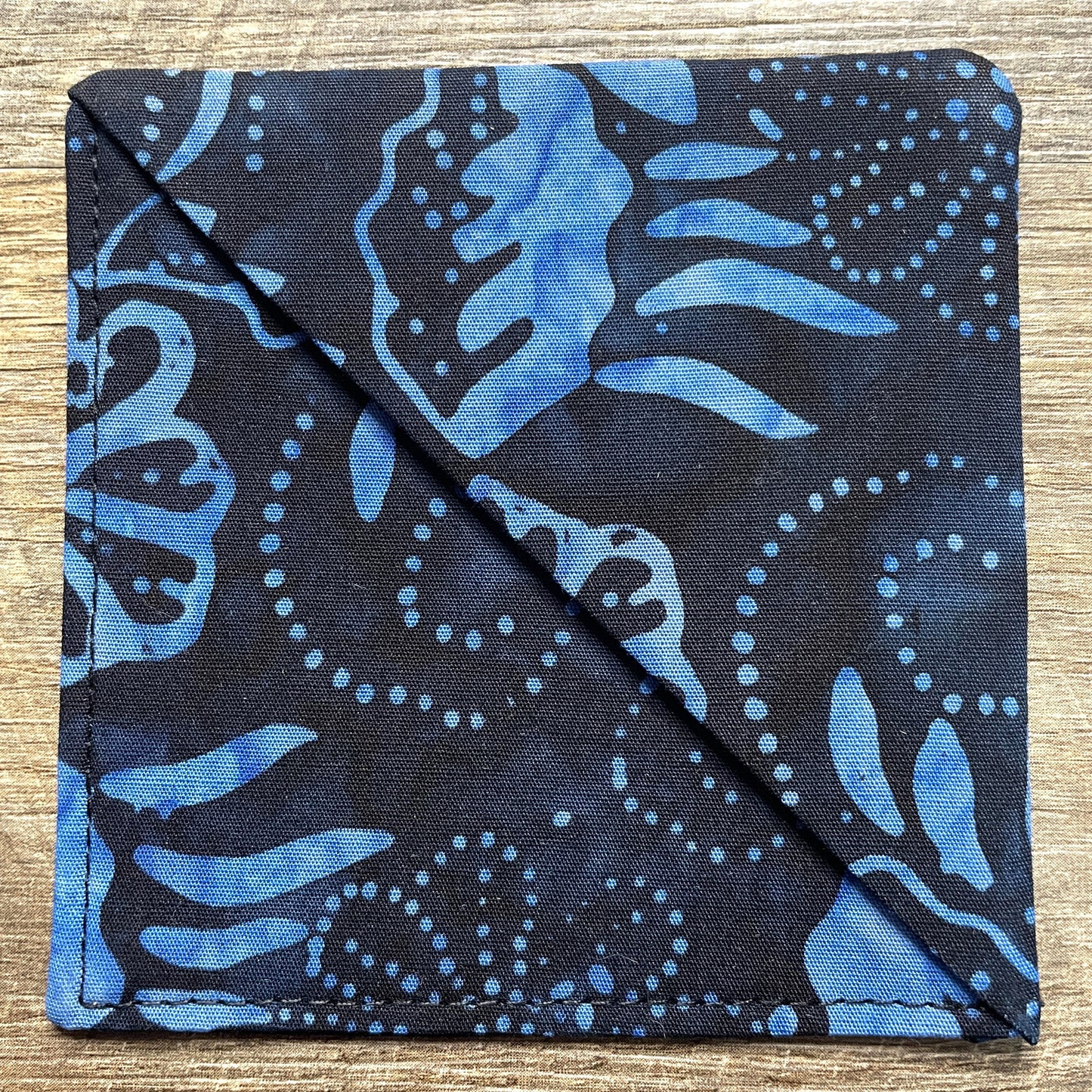 Fabric Corner Bookmark - Black Blue Flower