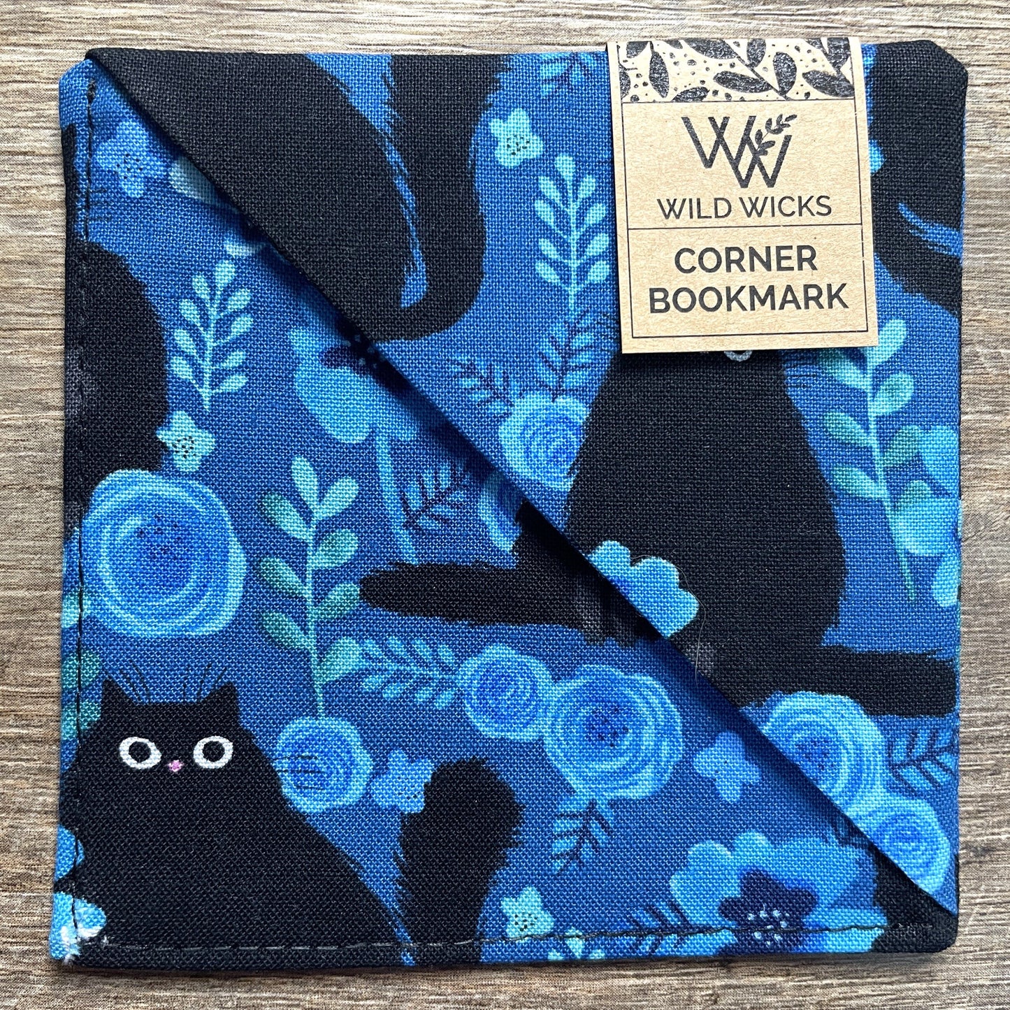 Fabric Corner Bookmark - Black Cat