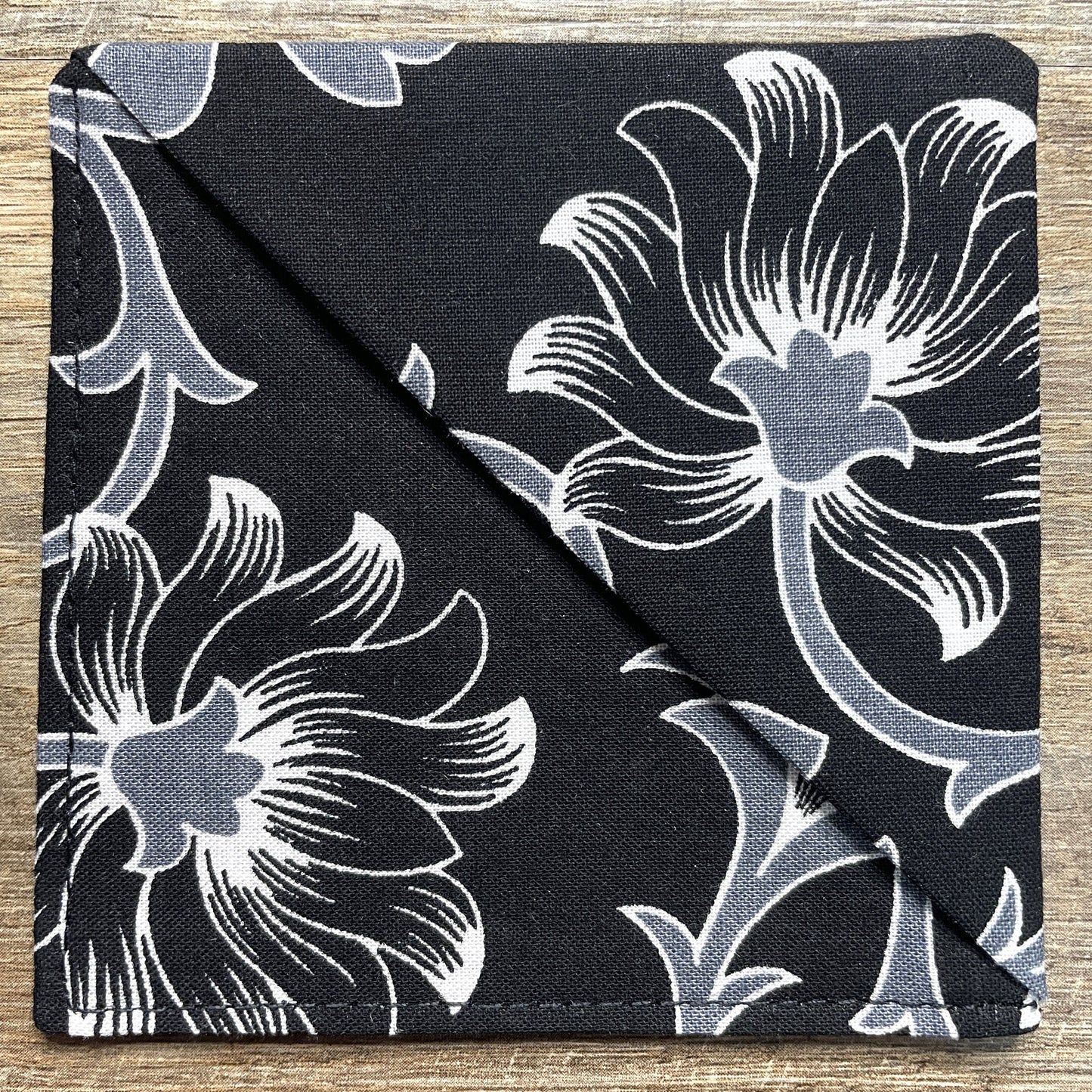 Fabric Corner Bookmark - Black Floral