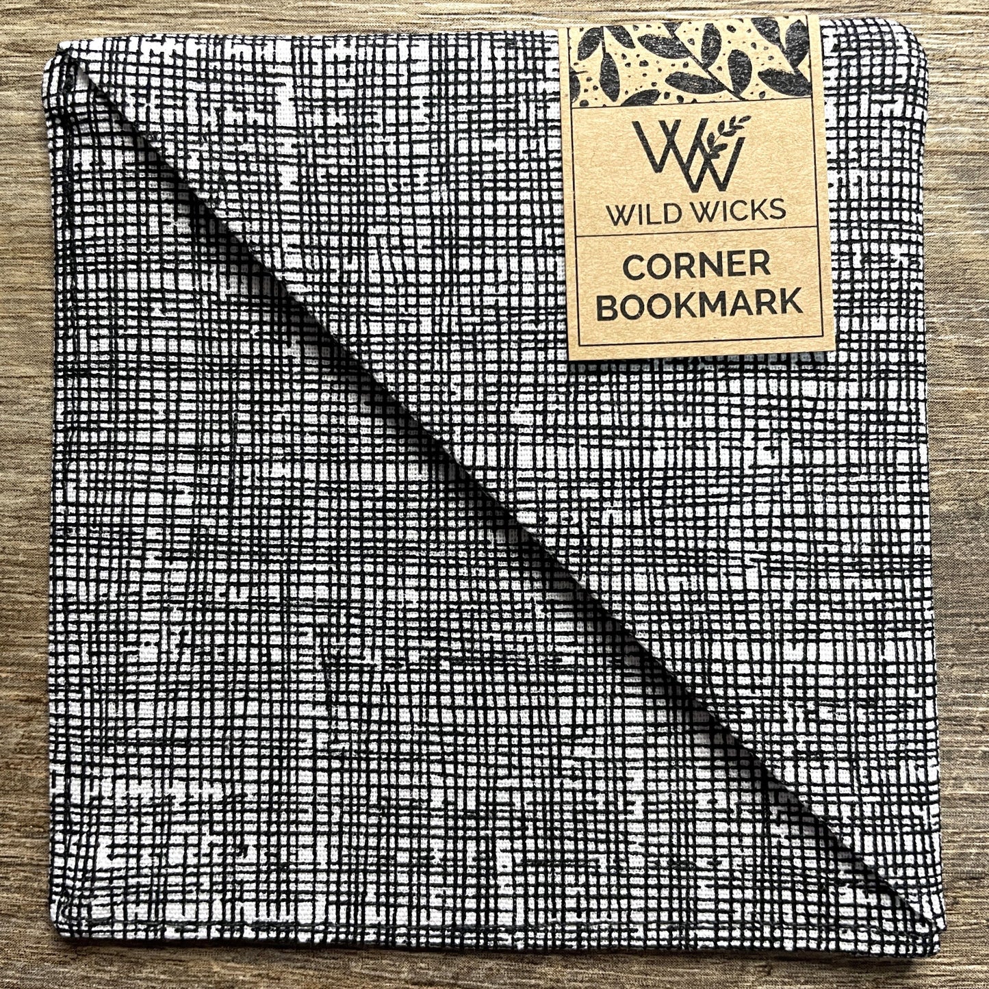 Fabric Corner Bookmark - Black and White Cross Hatch