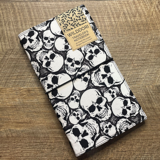 Wilddori Black and White Skulls Traveler's Notebook Cover