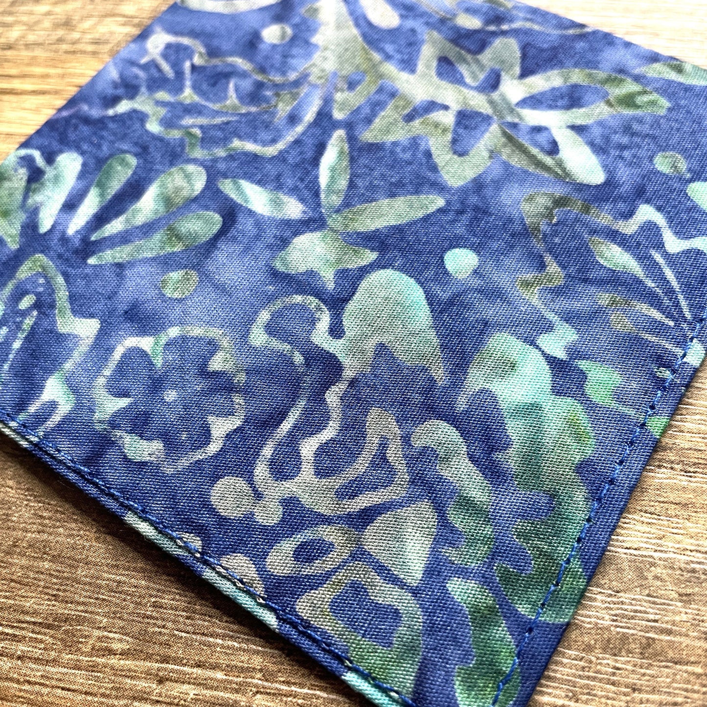 Fabric Corner Bookmark - Blue Green Batik