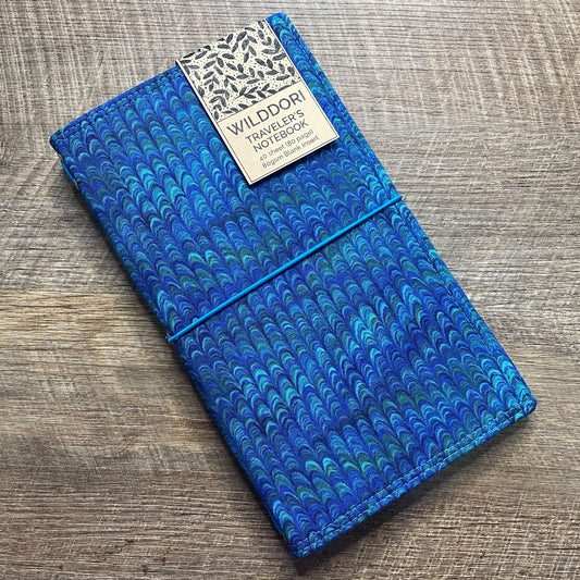 Wilddori Traveler's Notebook Cover Blue Swirls