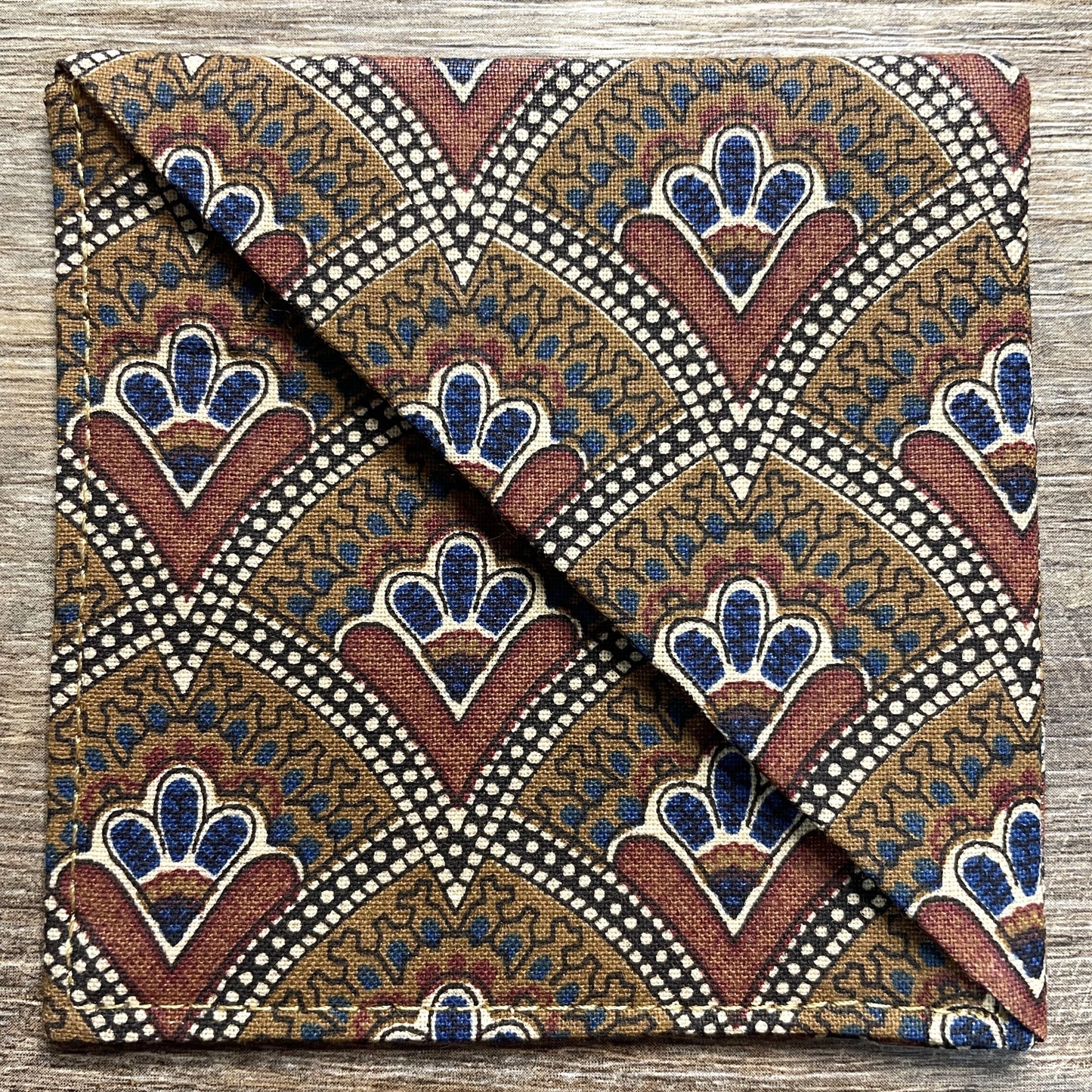 Fabric Corner Bookmark - Brown Scallop
