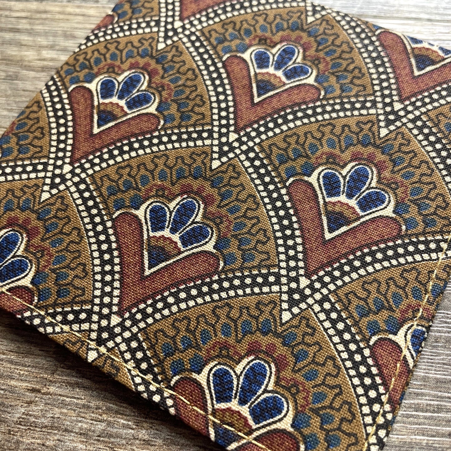Fabric Corner Bookmark - Brown Scallop