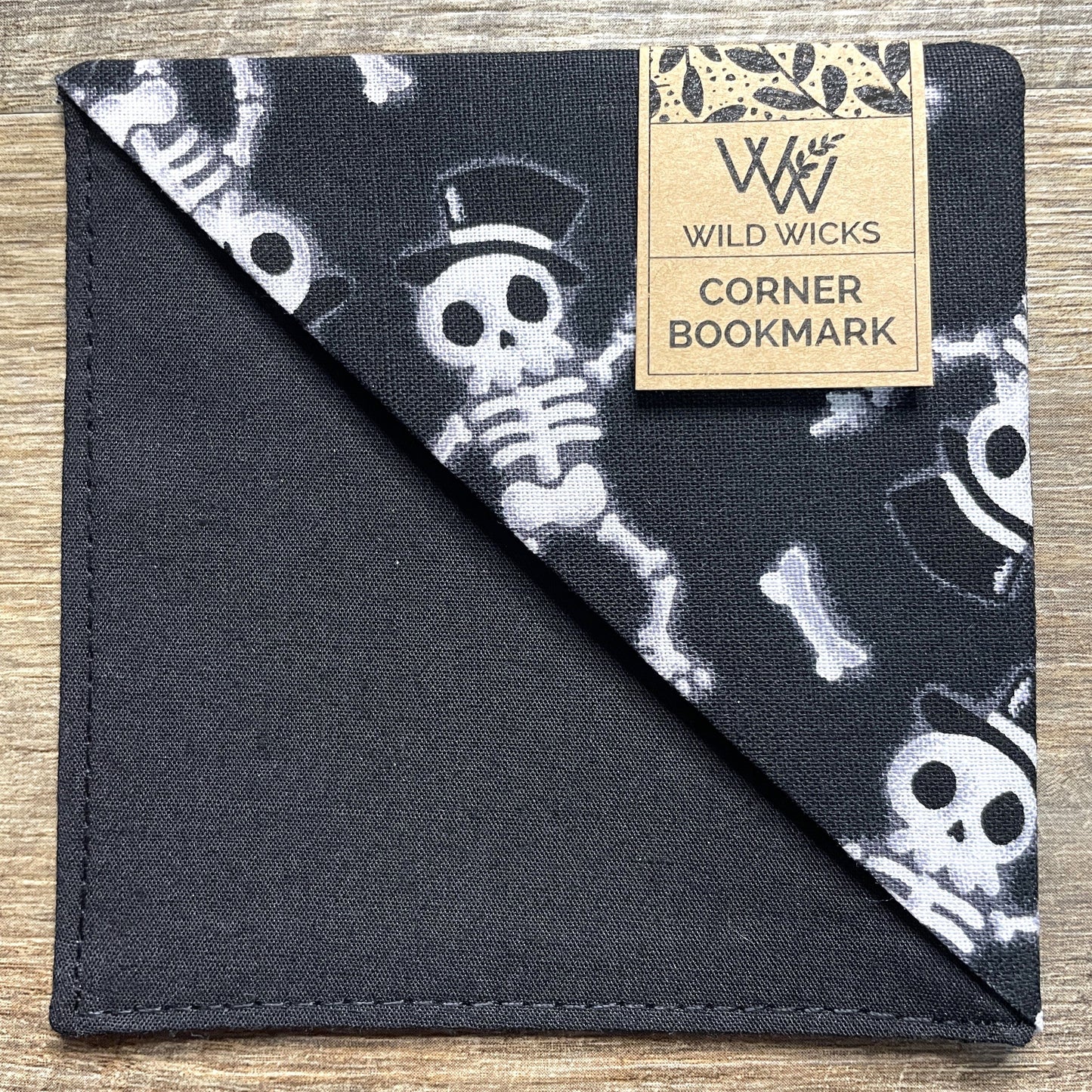 Fabric Corner Bookmark - Dancing Skeleton