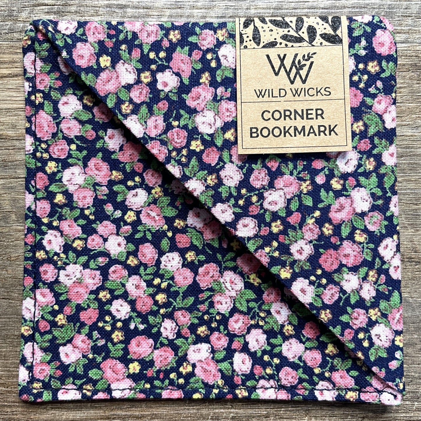 Fabric Corner Bookmark - Ditsy Pink Rose