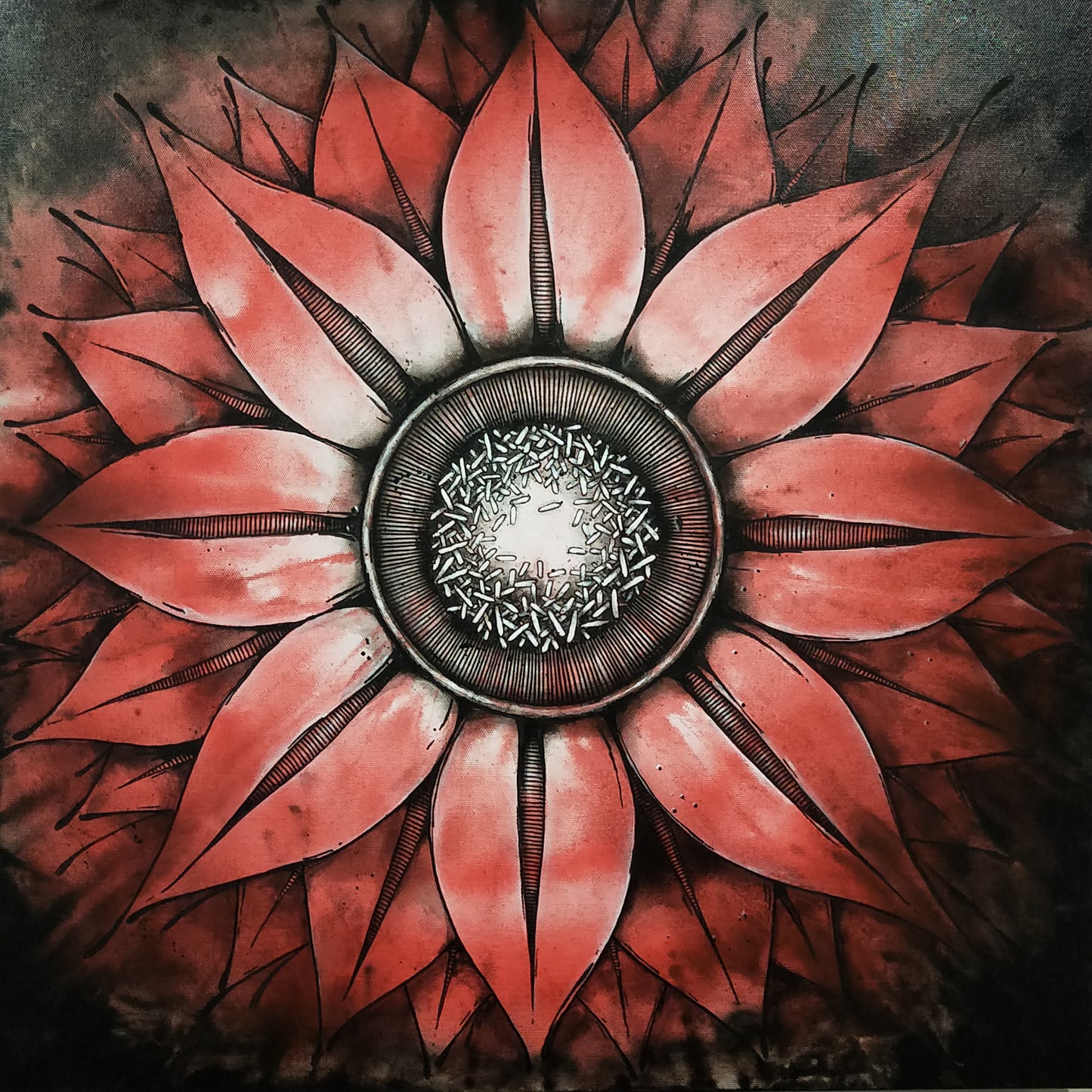 Acrylic Painting 'Ruby Bloom' Original - PICK UP ONLY