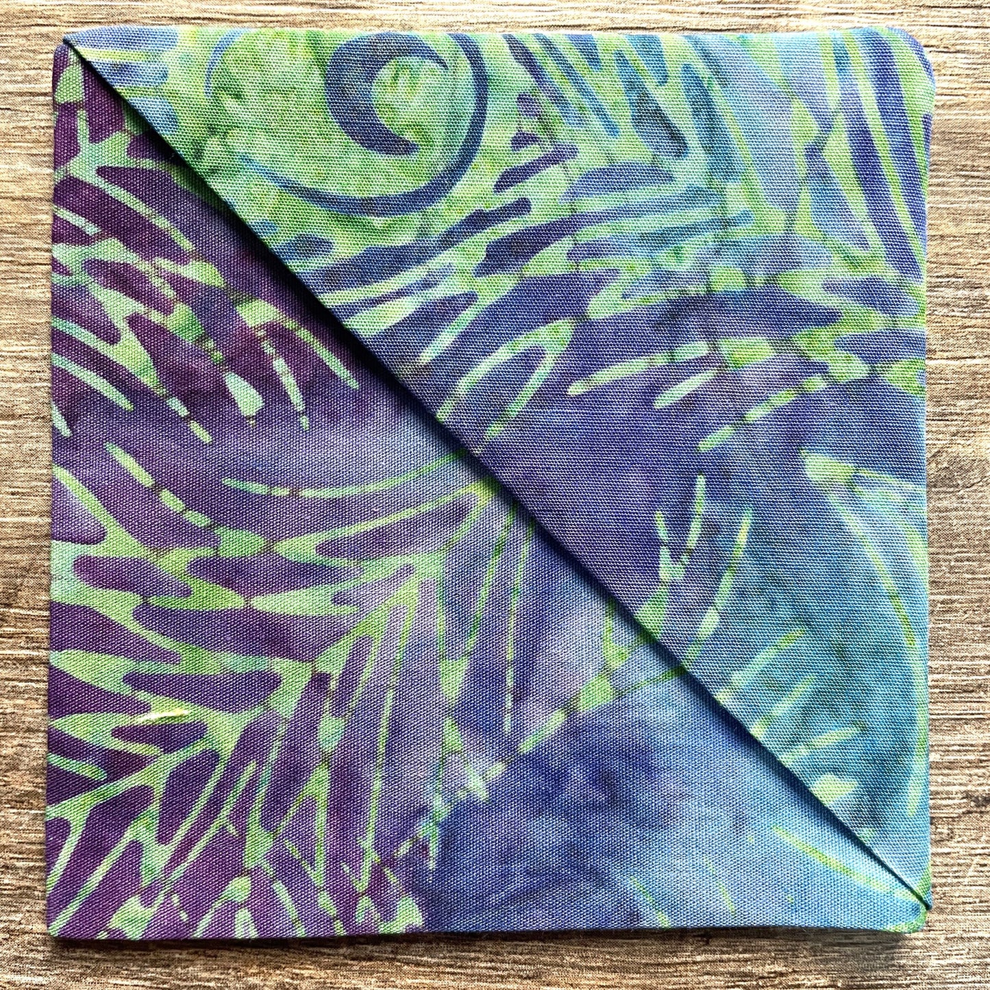 Fabric Corner Bookmark - Green Peacock Feather