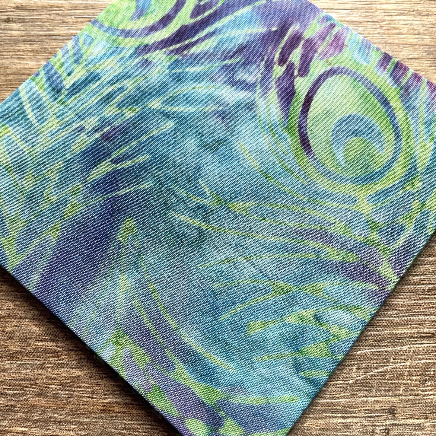 Fabric Corner Bookmark - Green Peacock Feather