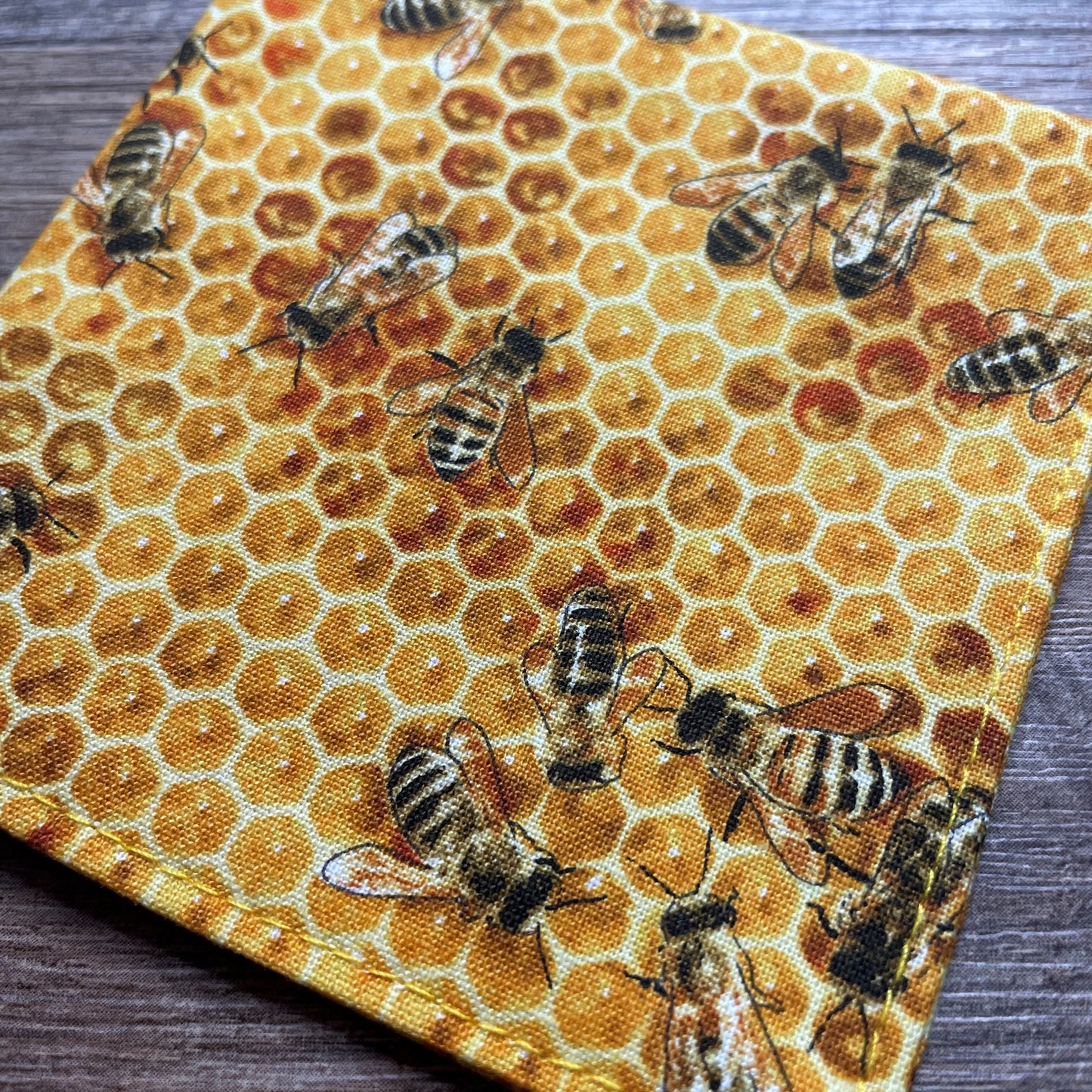 Fabric Corner Bookmark - Honeycomb Bees