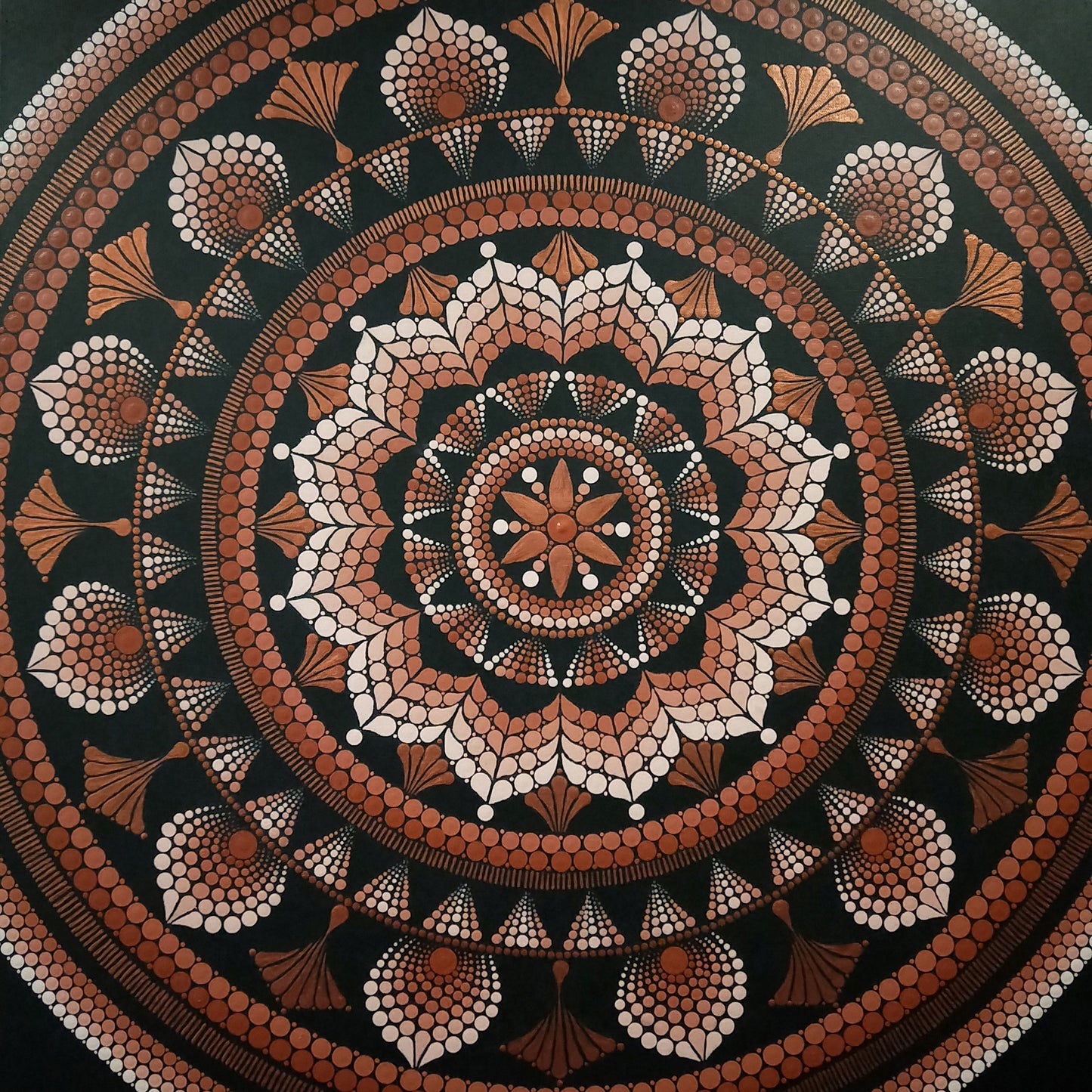 Acrylic Painting 'Bronze Dot Mandala' Original - PICK UP ONLY