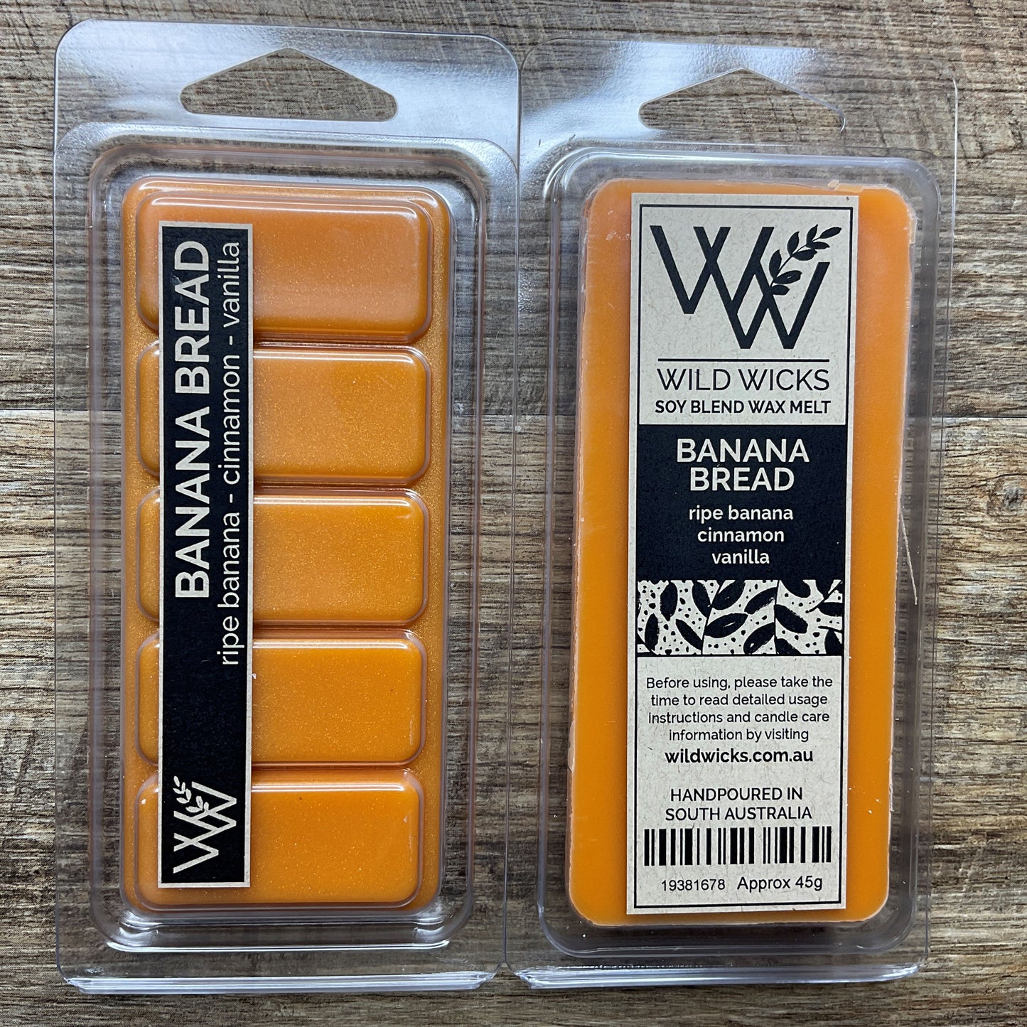 Wild Wicks Soy Wax Snap Bar Melts - Banana Bread