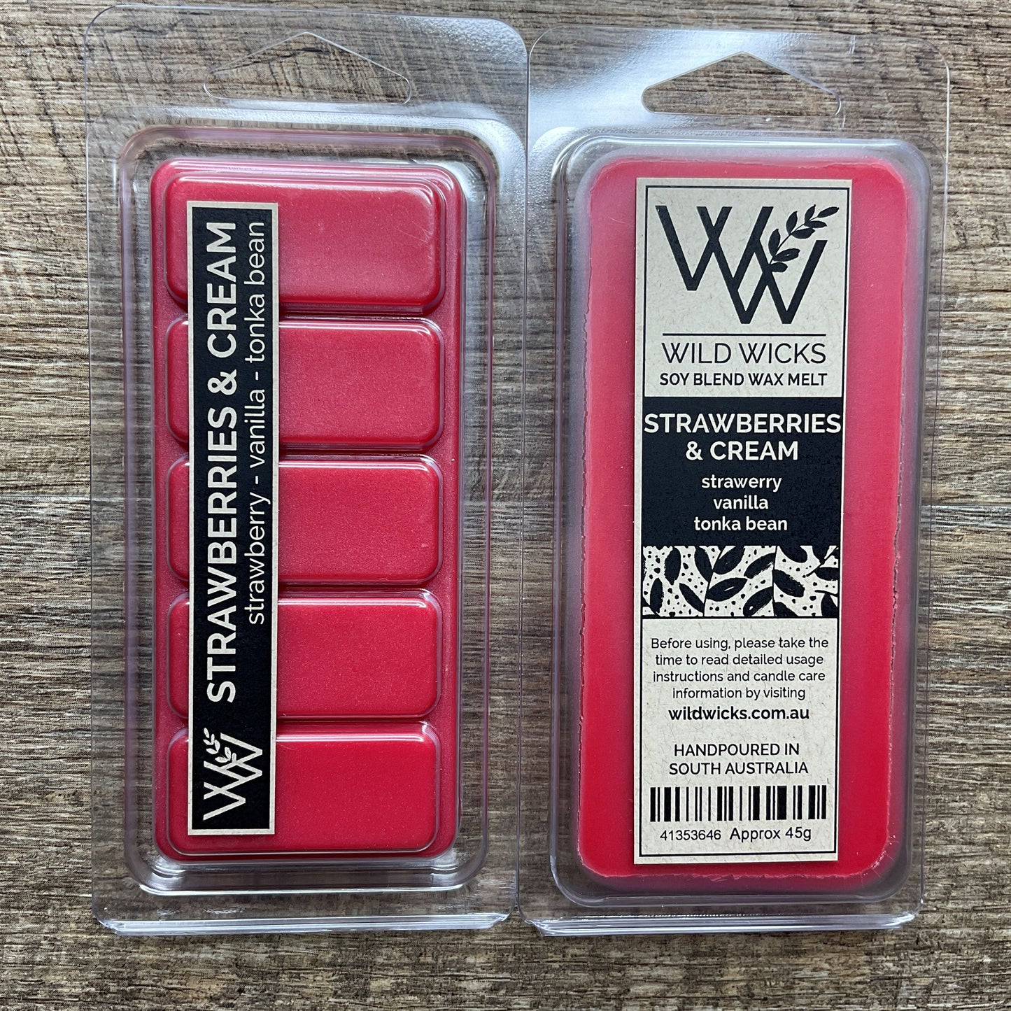 Wild Wicks Soy Wax Snap Bar Melts - Strawberries & Cream