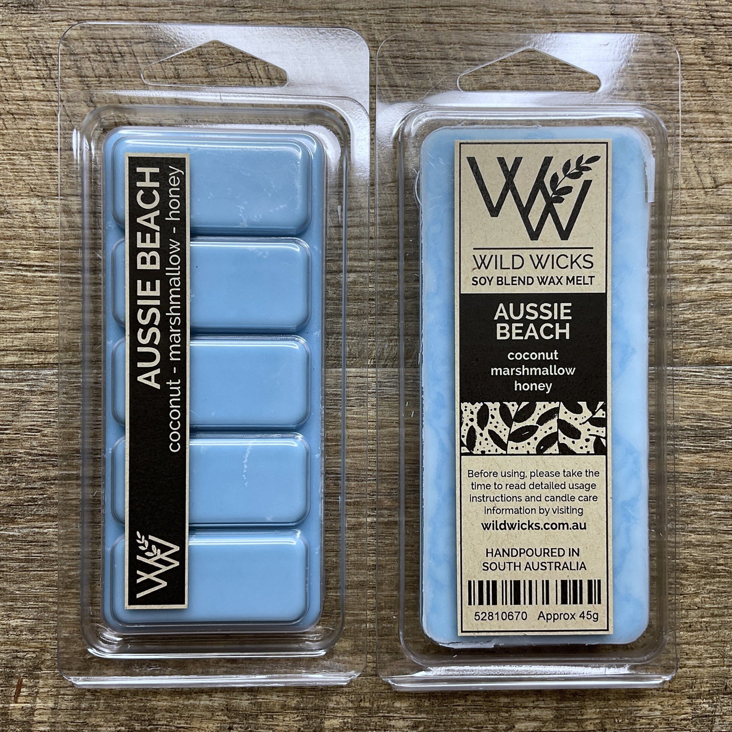Wild Wicks Soy Wax Snap Bar Melts - Aussie Beach