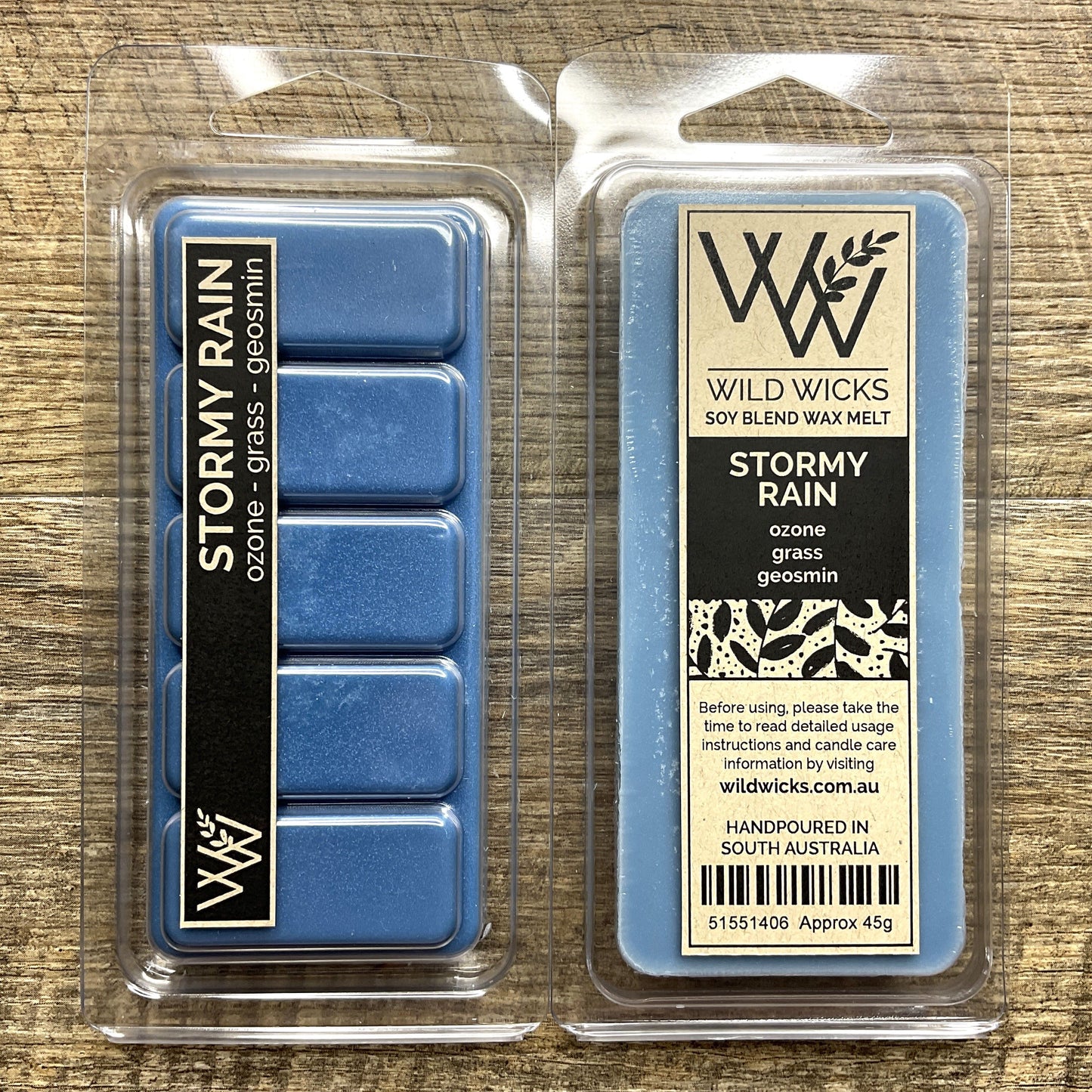 Wild Wicks Soy Wax Snap Bar Melts - Stormy Rain