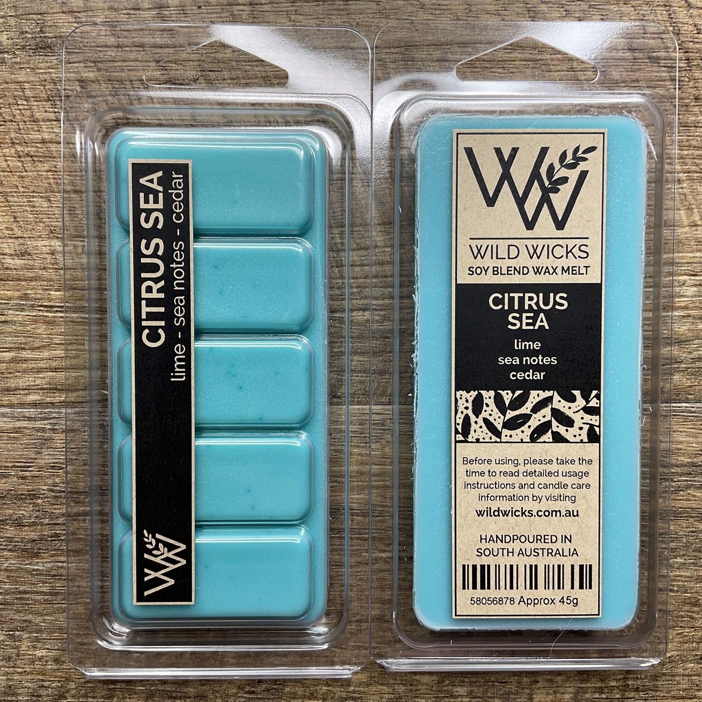 Wild Wicks Soy Wax Snap Bar Melts - Citrus Sea