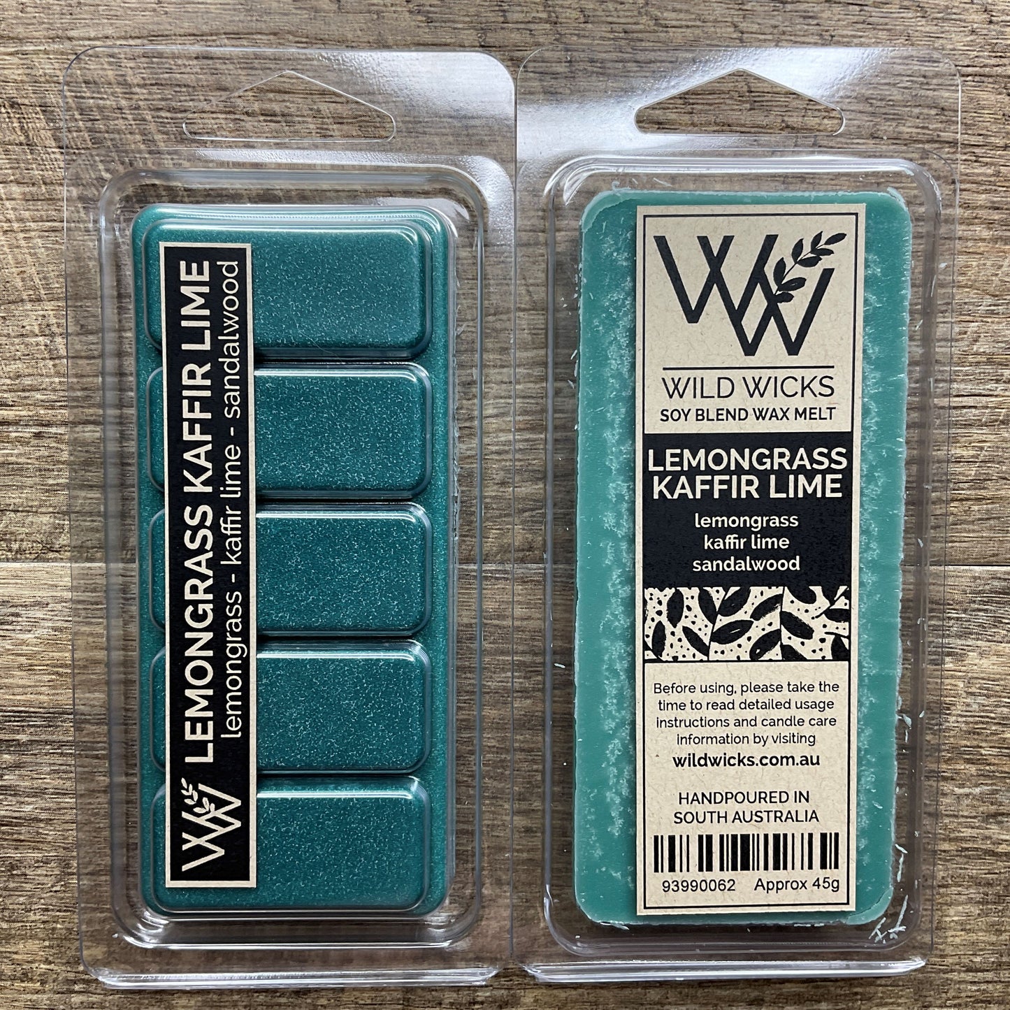 Wild Wicks Soy Wax Snap Bar Melts - Lemongrass Kaffir Lime