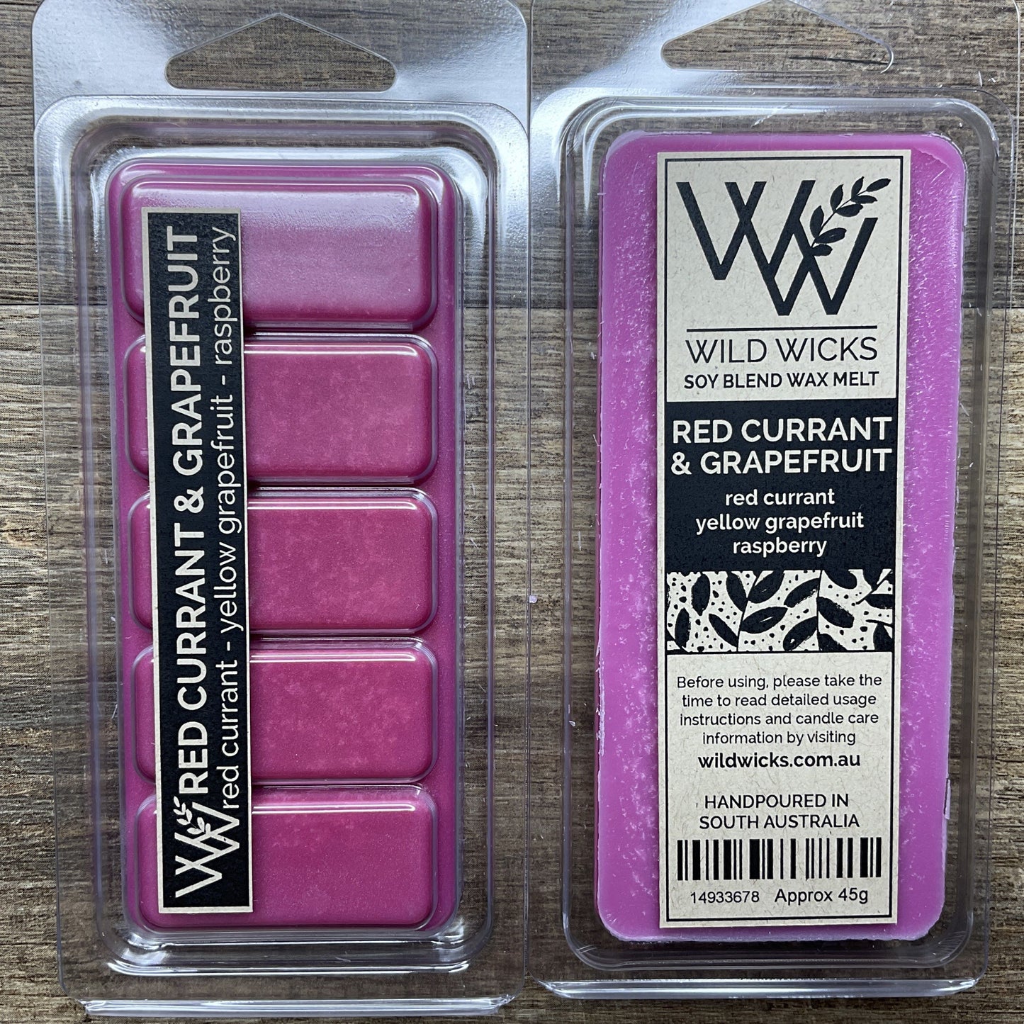 Wild Wicks Soy Wax Snap Bar Melts - Red Currant & Grapefruit