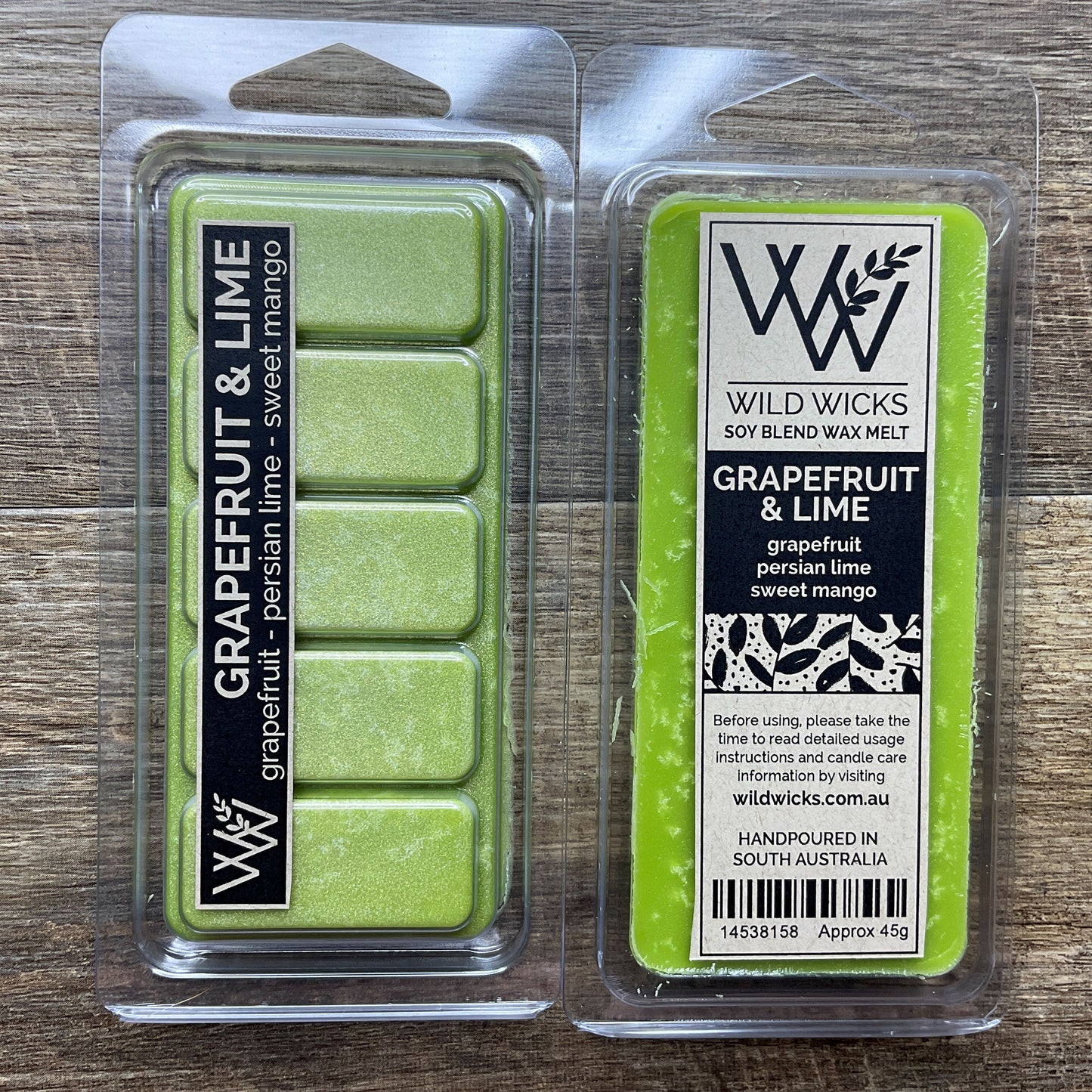 Wild Wicks Soy Wax Snap Bar Melts - Grapefruit & Lime