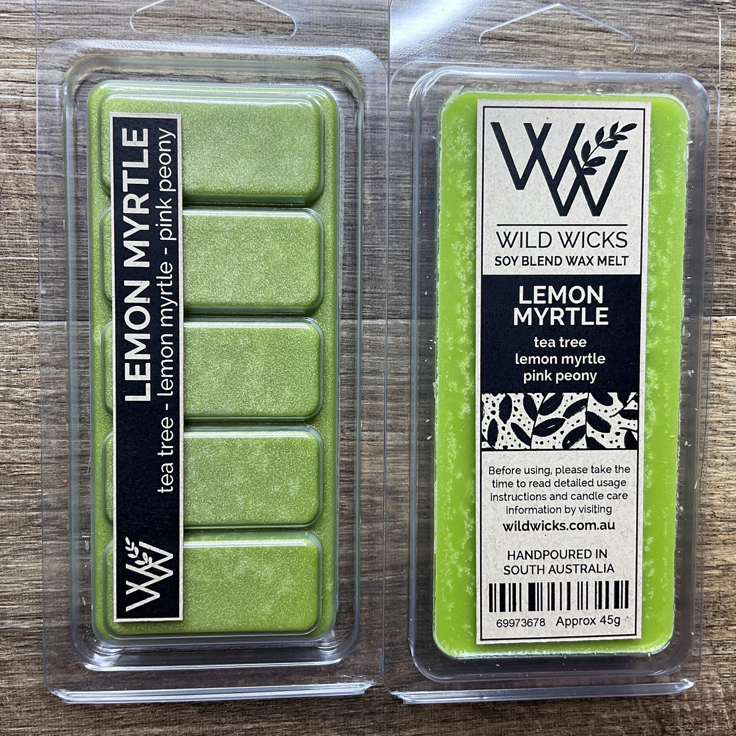 Wild Wicks Soy Wax Snap Bar Melts - Lemon Myrtle