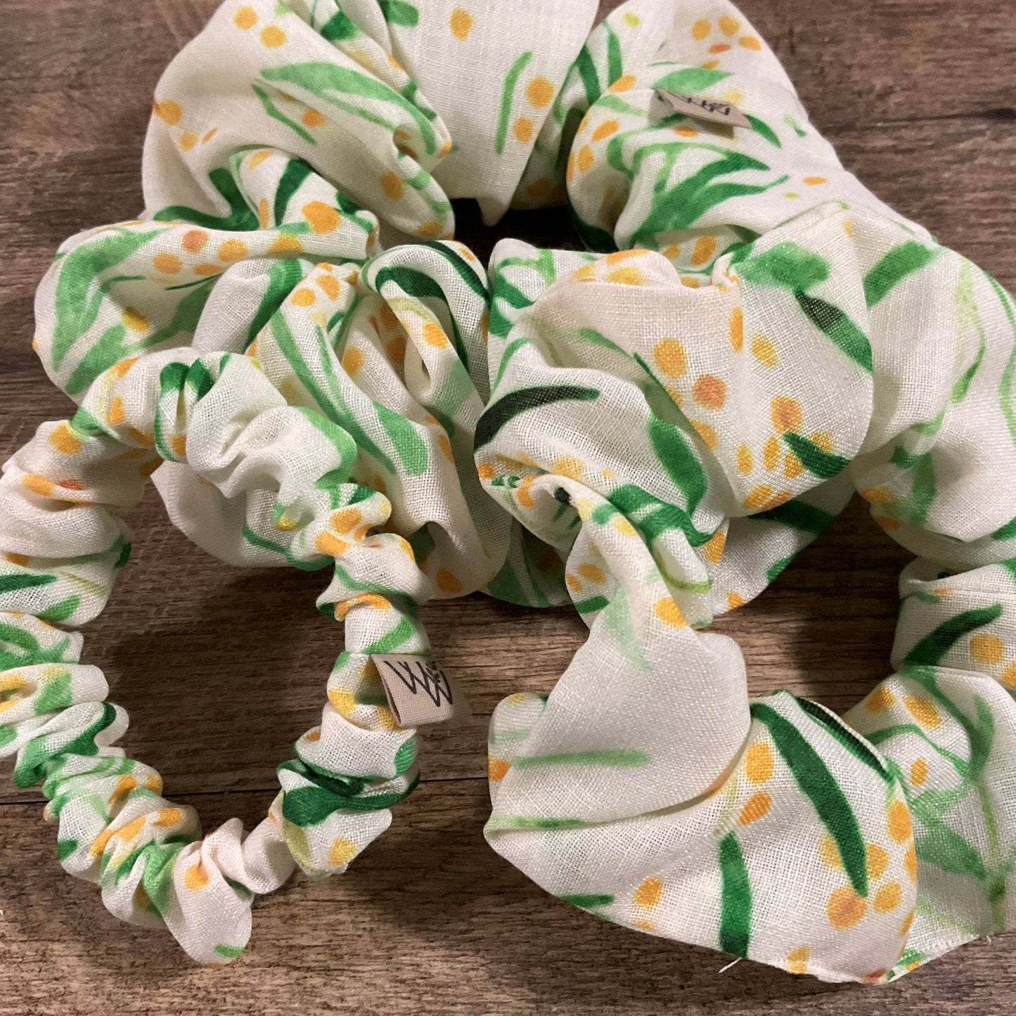 Scrunchies - Leaf & Yellow Blossom