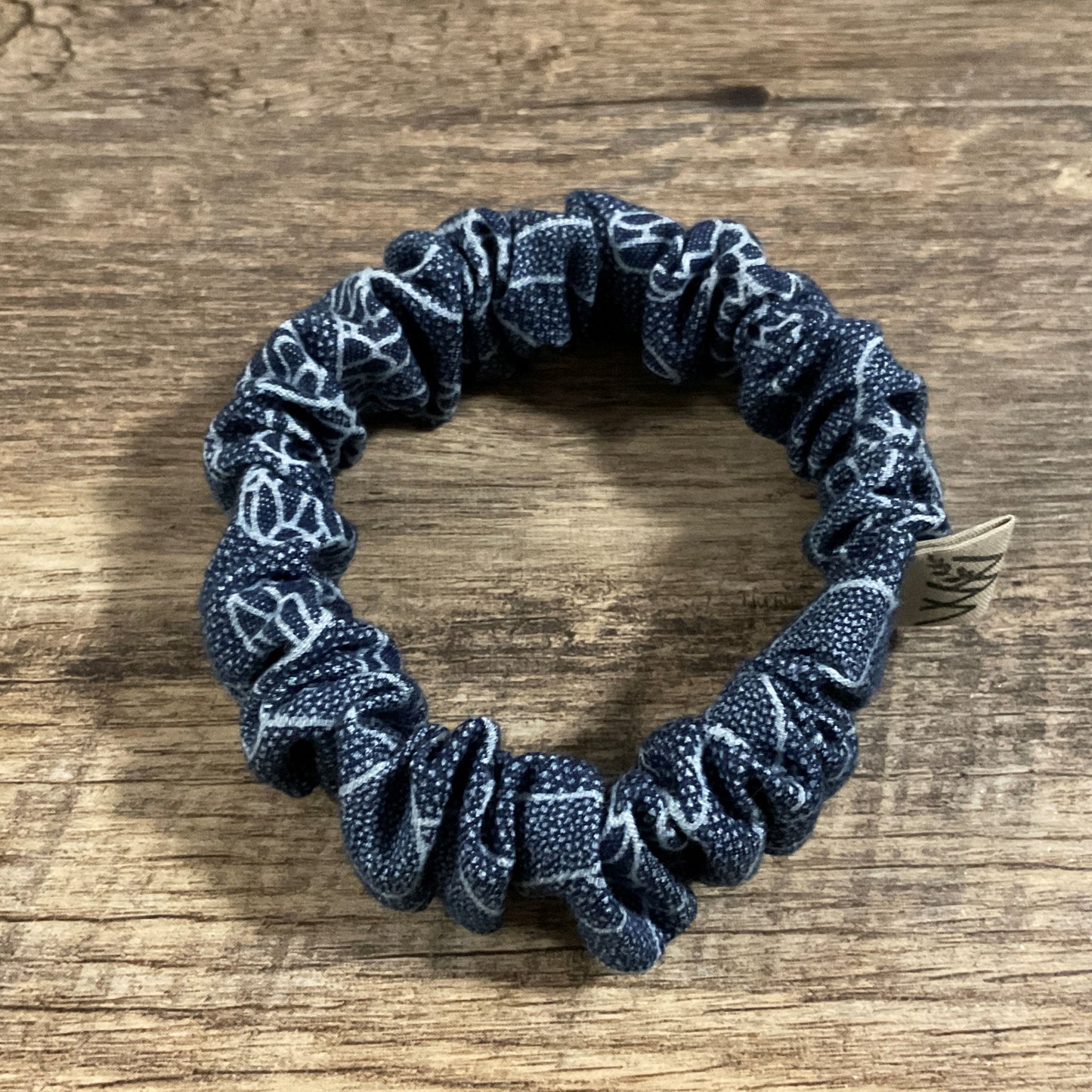 Scrunchies - Navy & White Floral Abstract