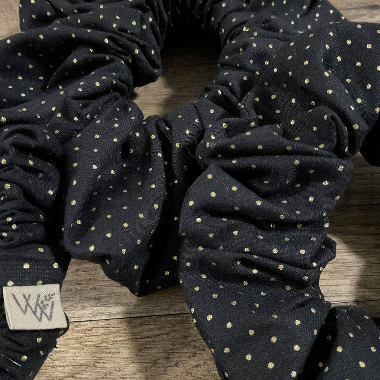 Scrunchies - Black with Gold Spots