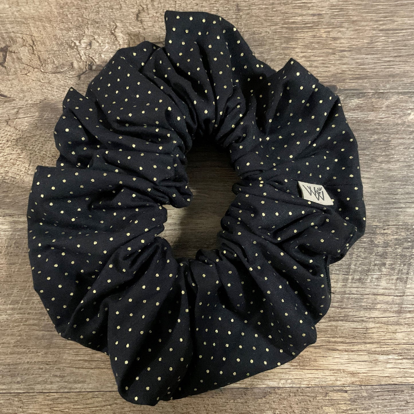 Scrunchies - Black with Gold Spots