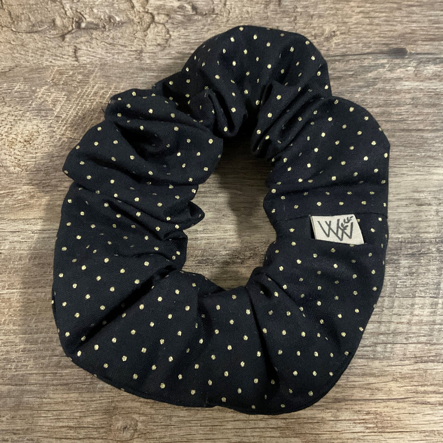 Scrunchies - Black with Gold Spots
