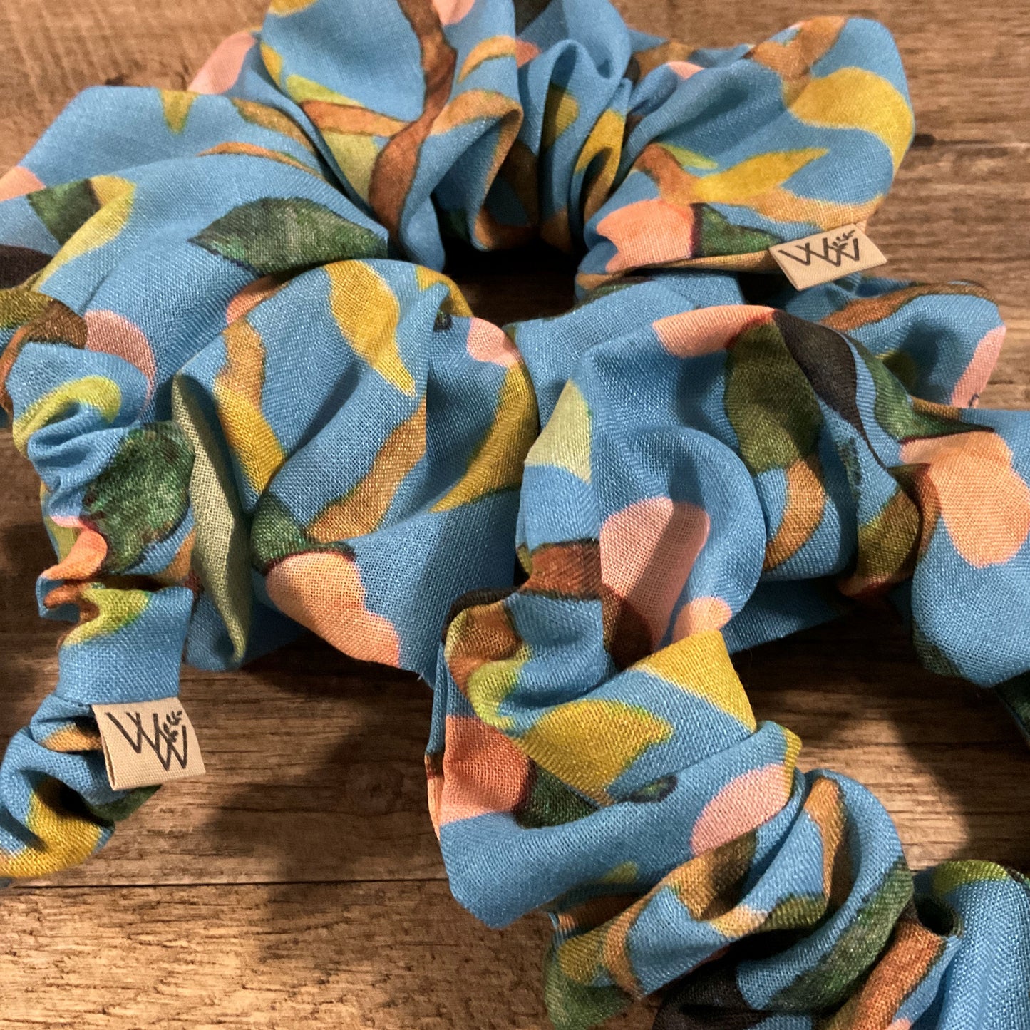 Scrunchies - Blue Leaf Abstract