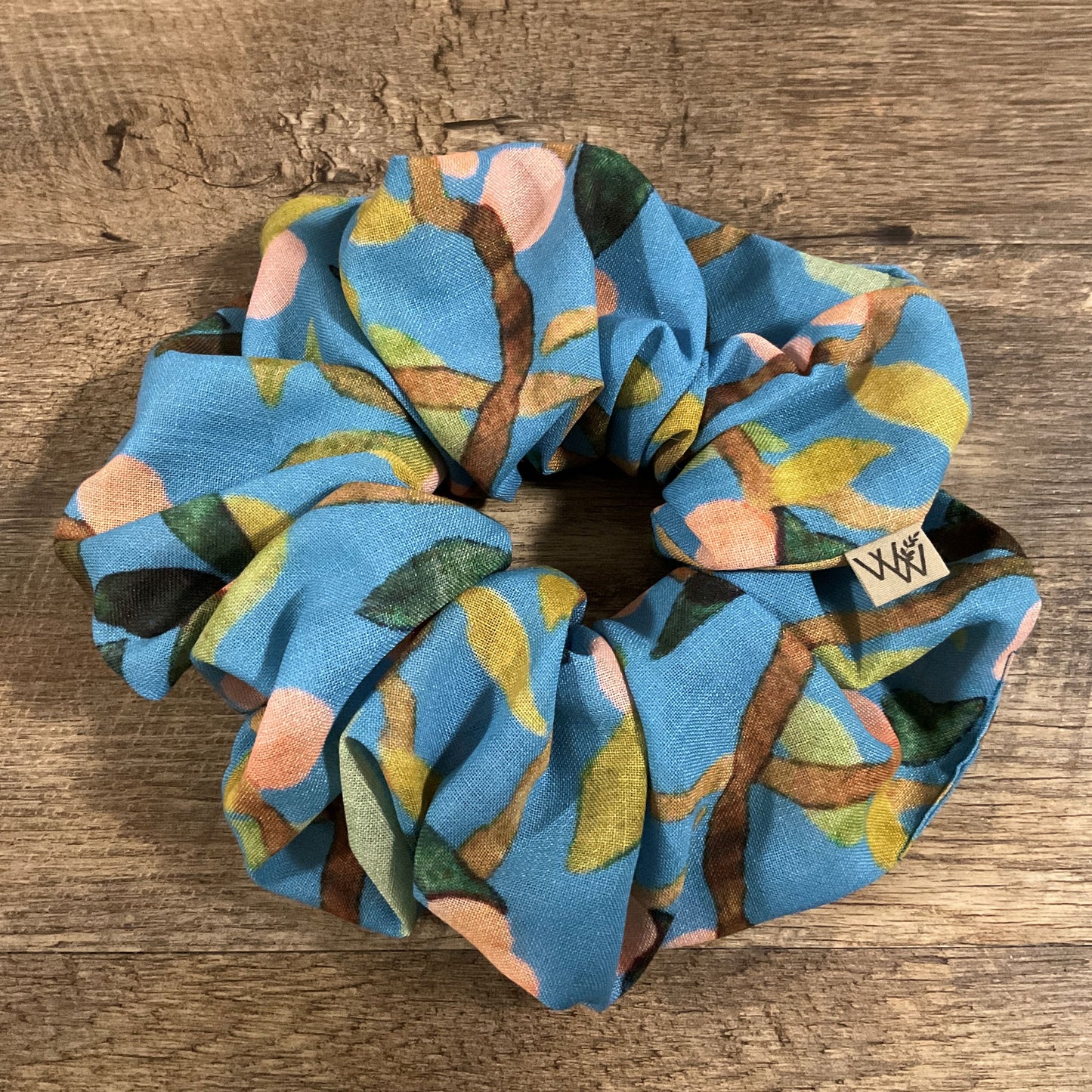 Scrunchies - Blue Leaf Abstract