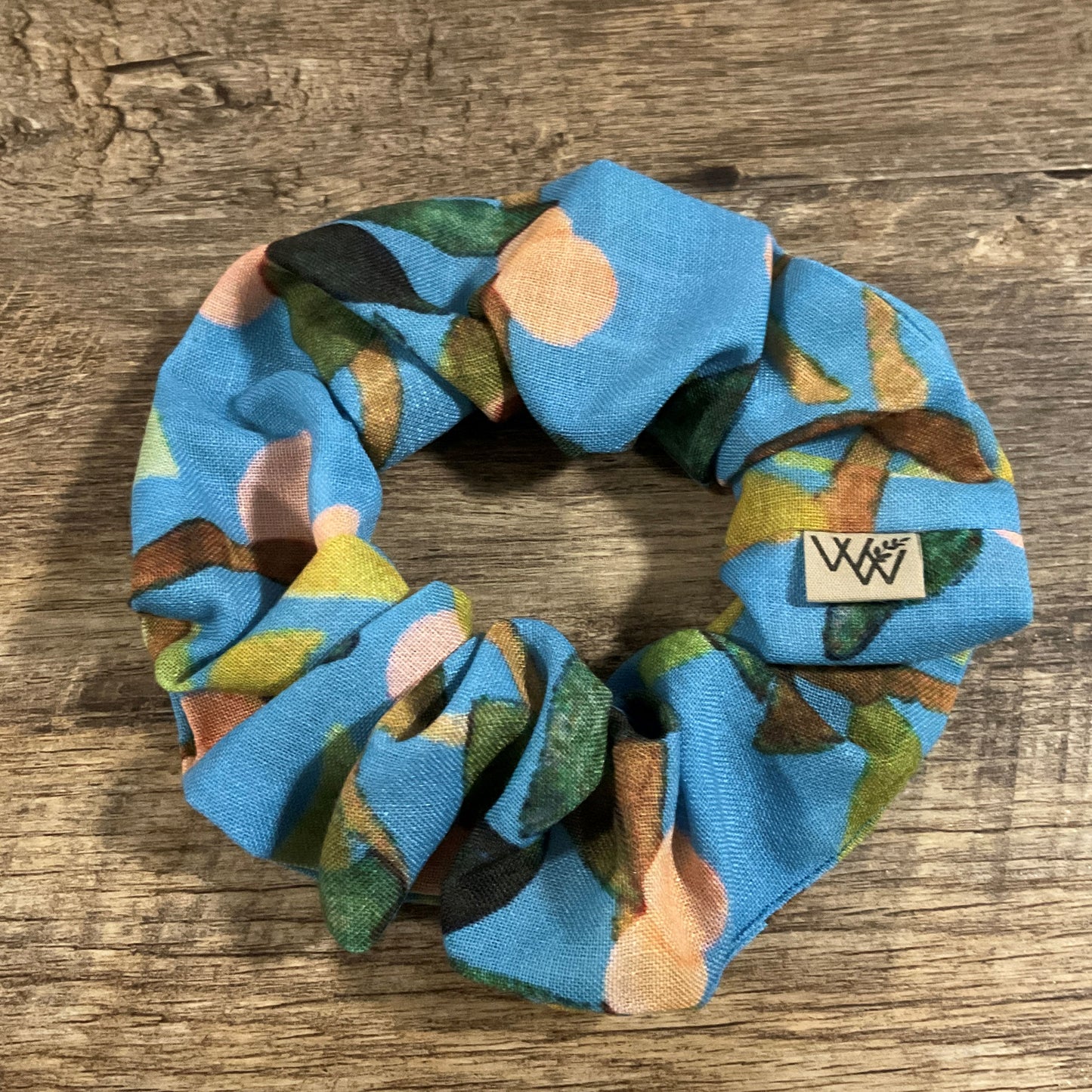 Scrunchies - Blue Leaf Abstract