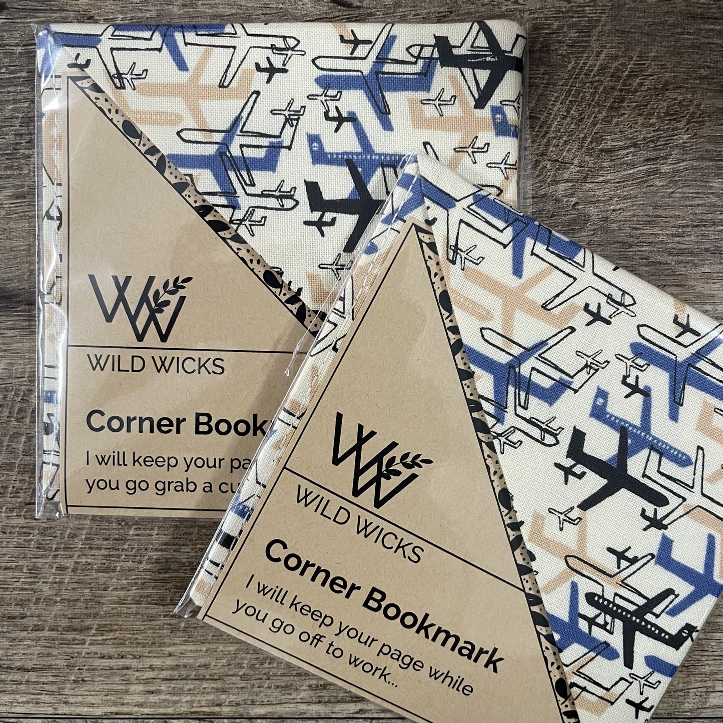 Fabric Corner Bookmark - Aeroplane