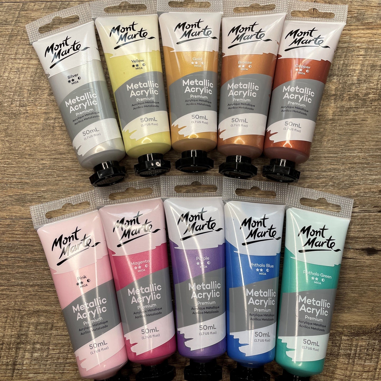 Mont Marte Metallic Acrylic Paint Premium 50ml (1.7 US fl.oz) Tube