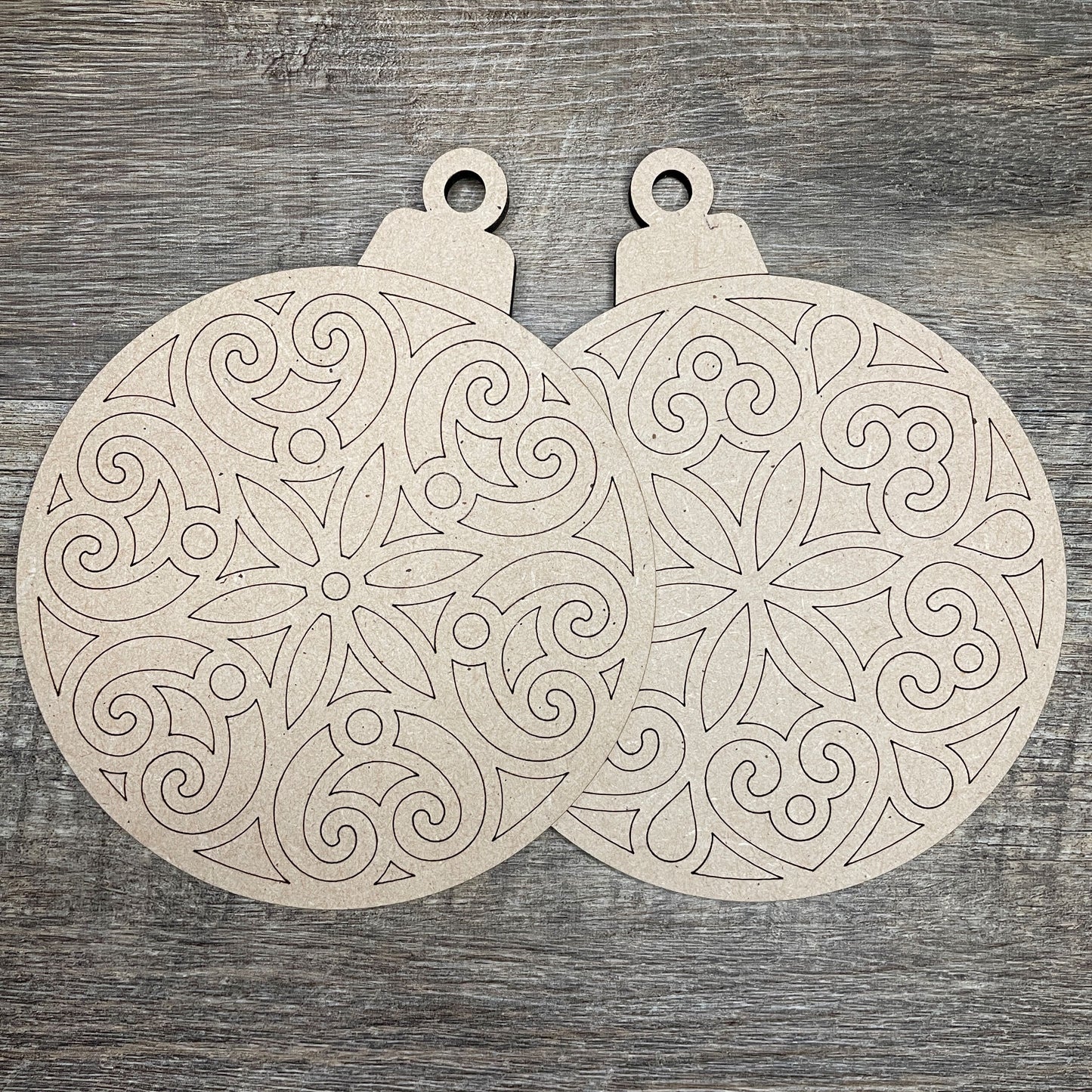 MDF Cutout Round Patterned Bauble Set