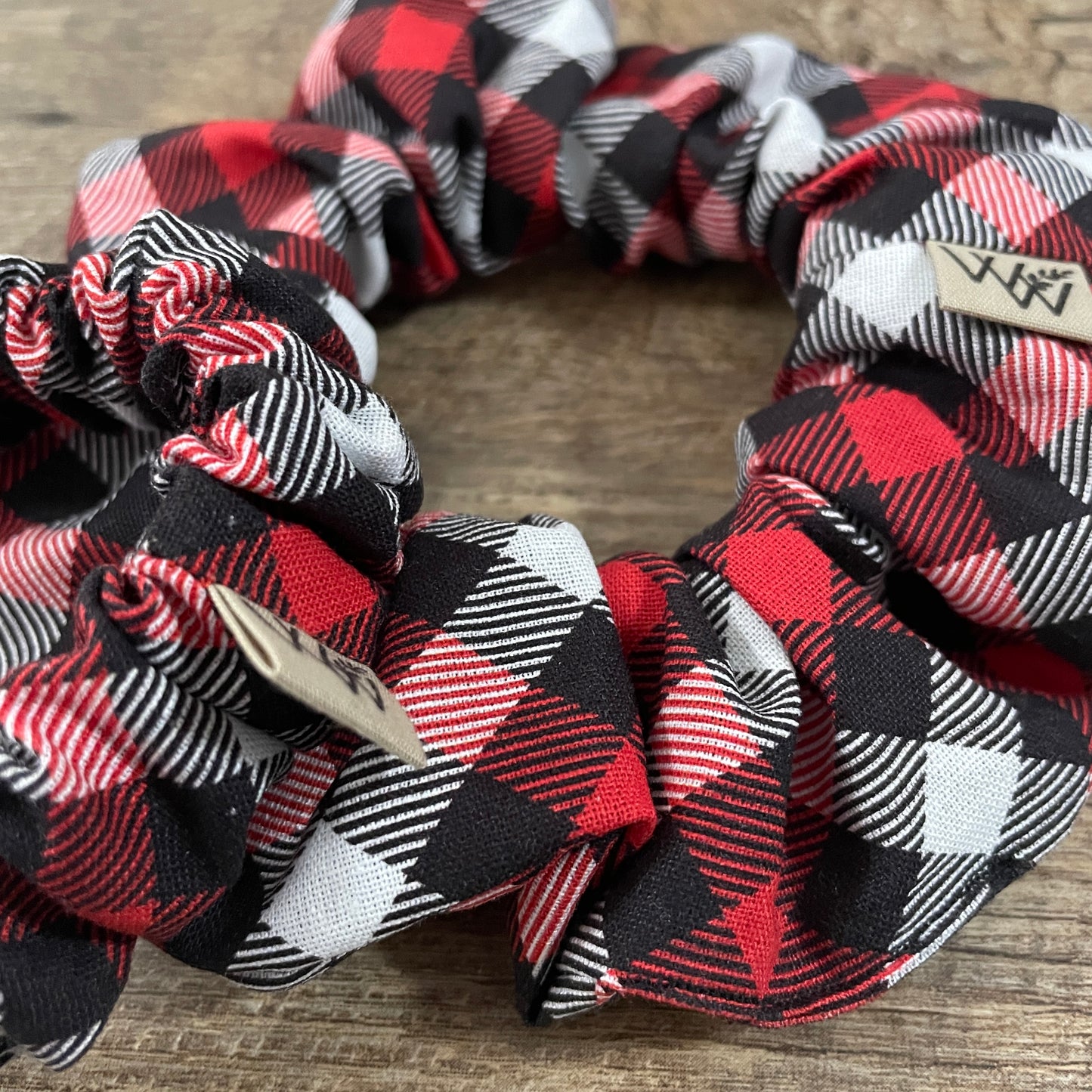 Scrunchies - Black White Red Christmas Plaid