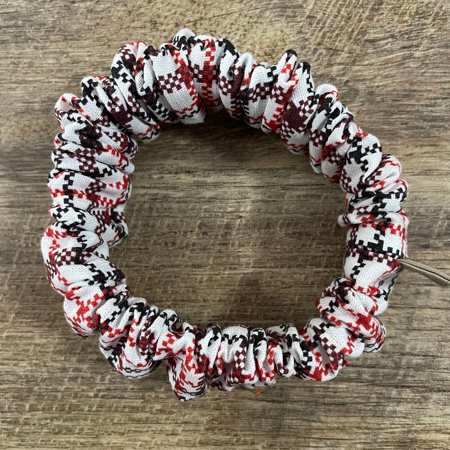 Scrunchies - White Black Red Christmas Plaid