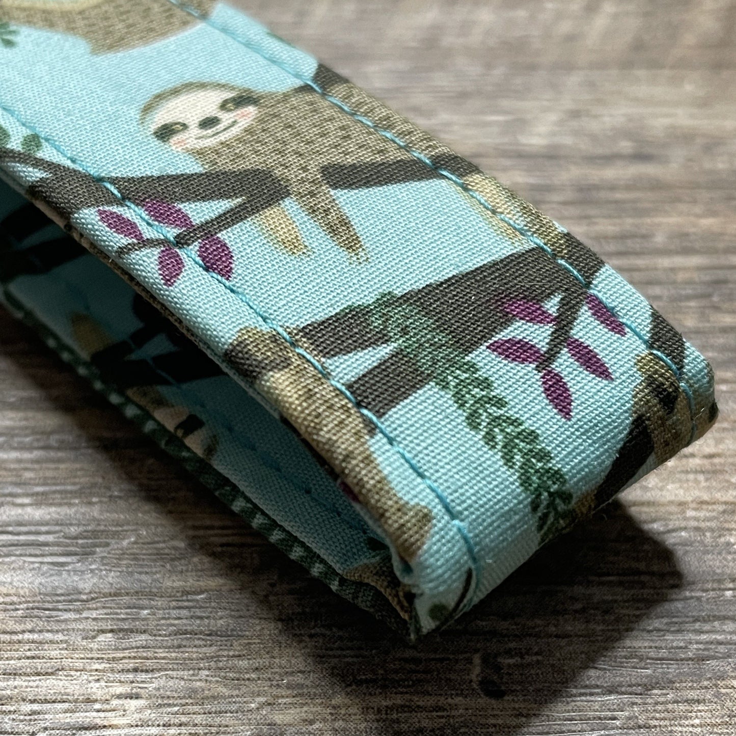 Fabric Fob Keychain - Turquoise Sloth