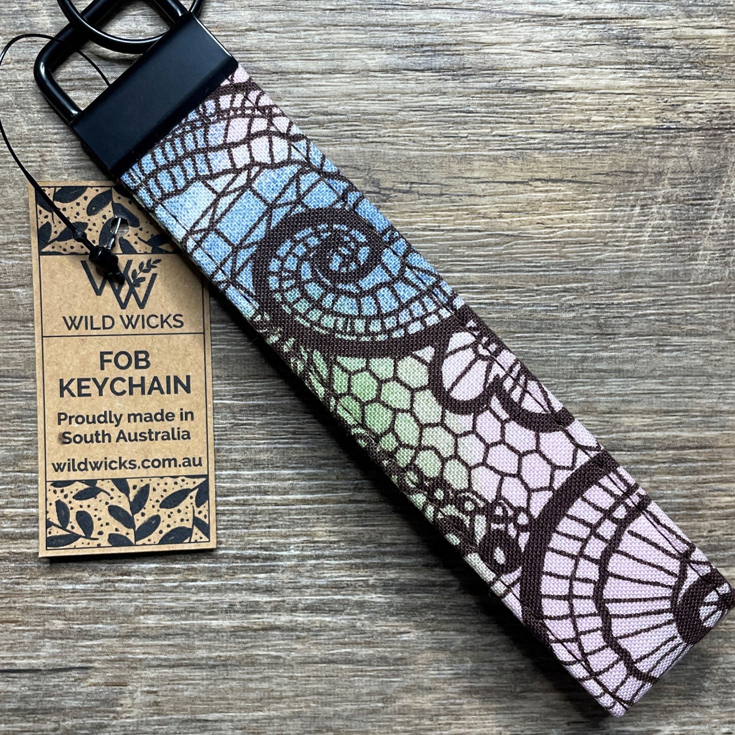 Fabric Fob Keychain - Brown Lace