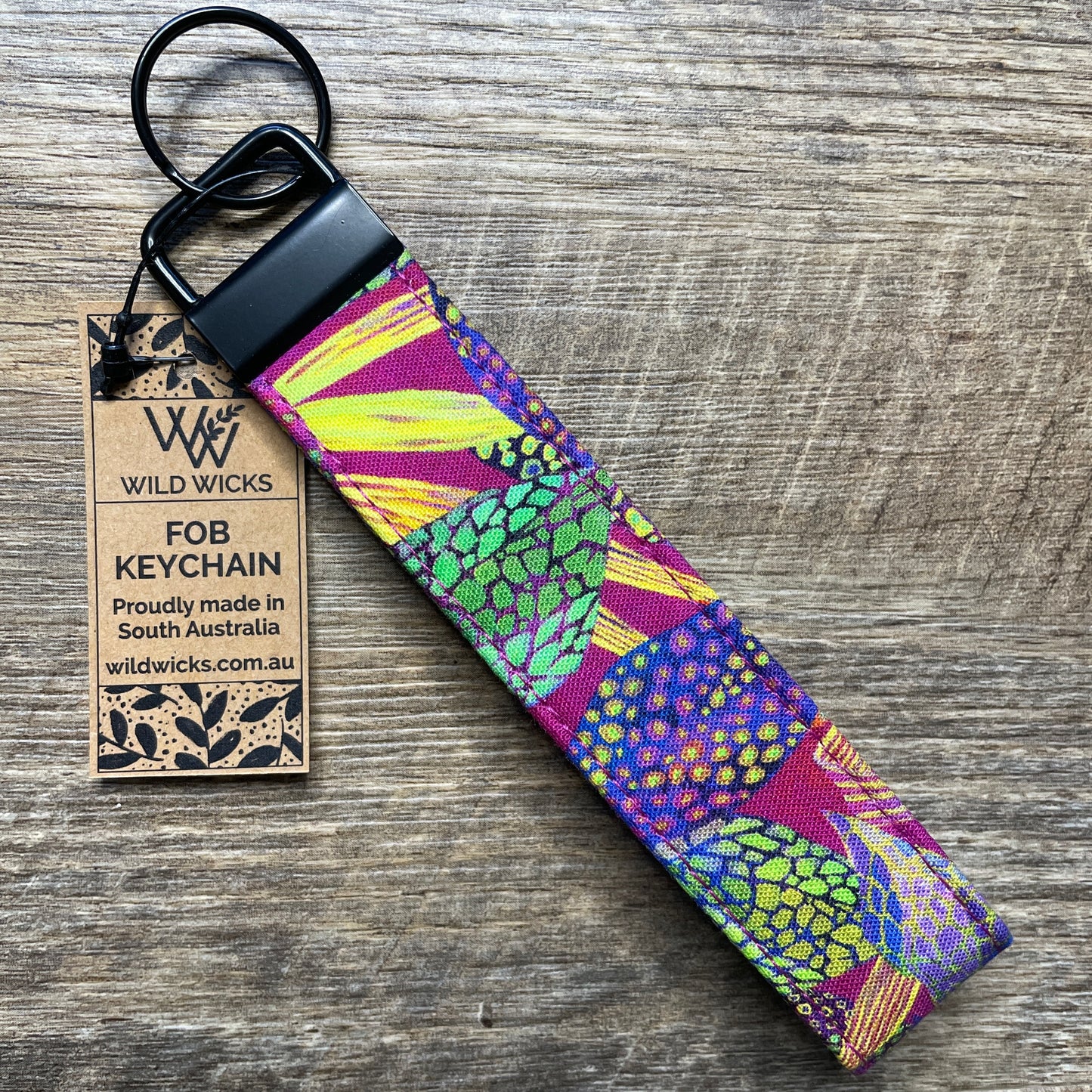 Fabric Fob Keychain - Tropical Punch Fuchsia