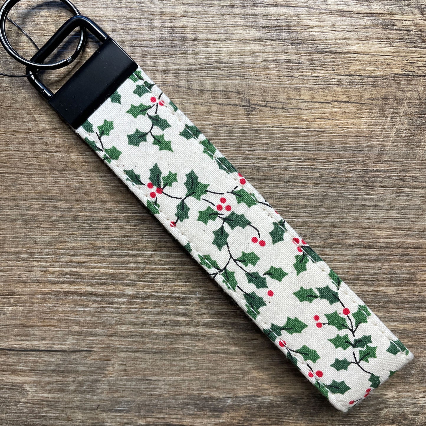 Fabric Fob Keychain - Calico Holly