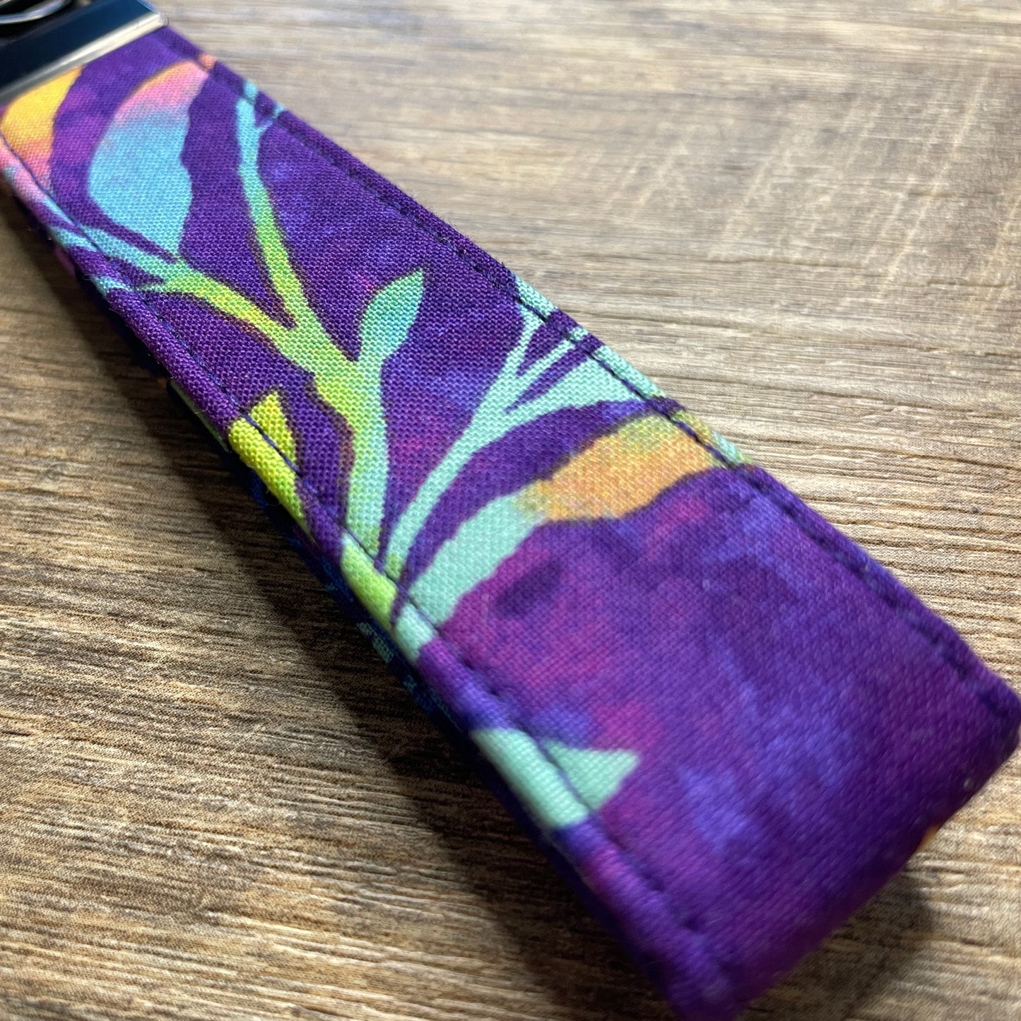 Fabric Fob Keychain - Purple Watercolour Leaf