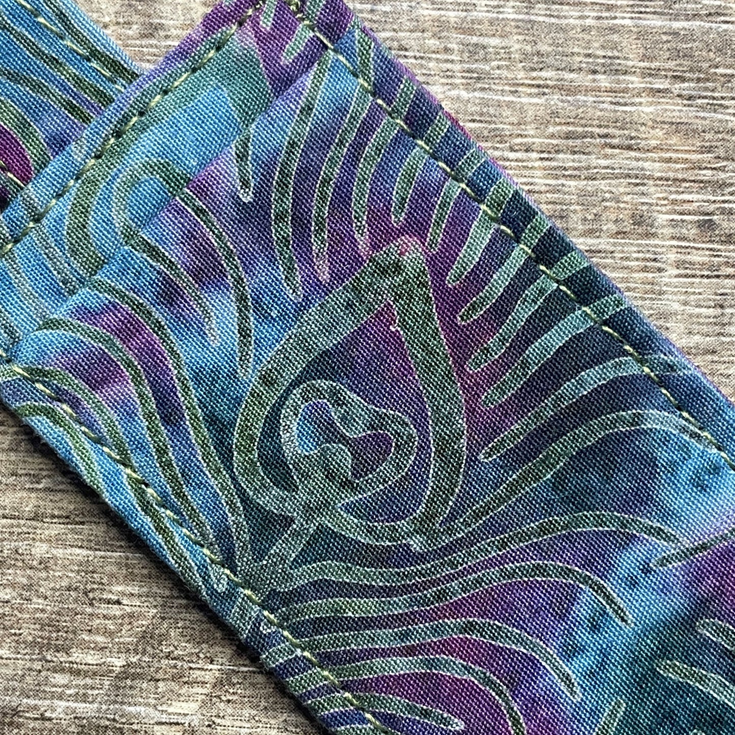 Lip Balm Holder Keyring - Khaki Peacock Feather