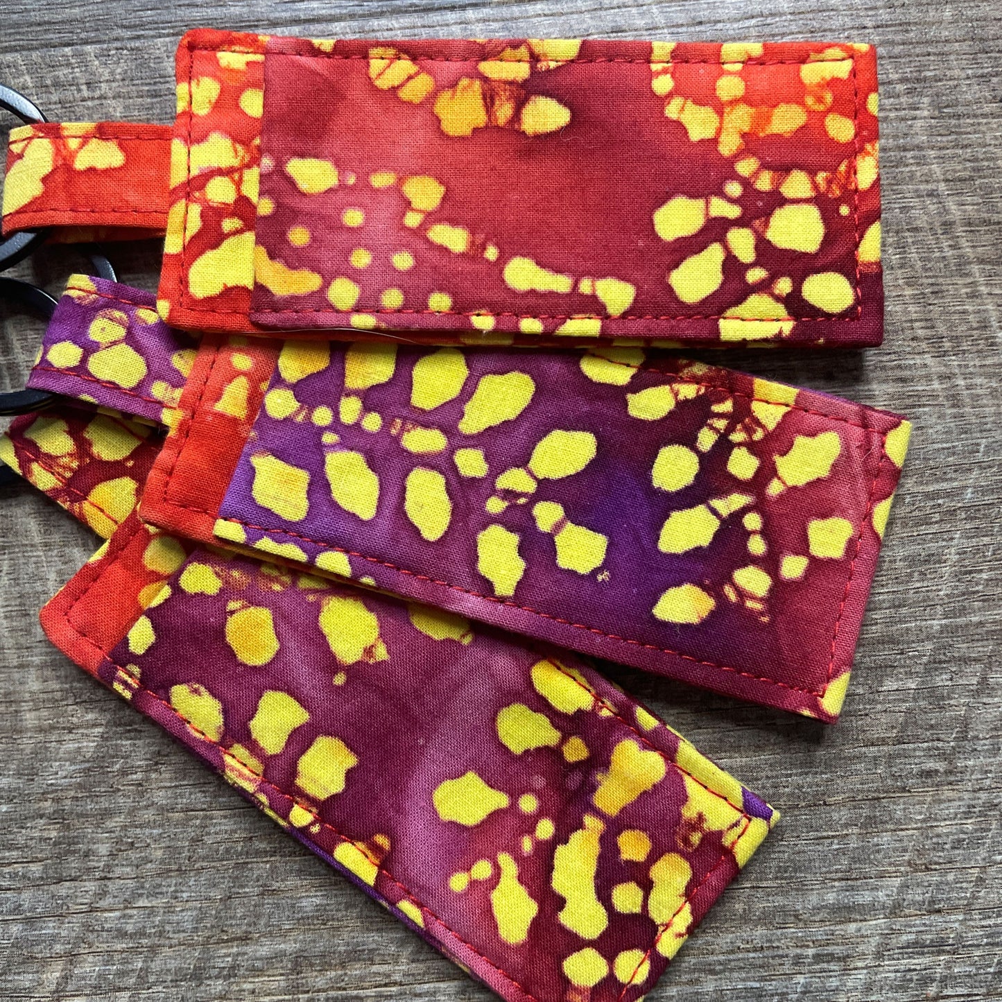 Lip Balm Holder Keyring - Batik Yellow Red Purple