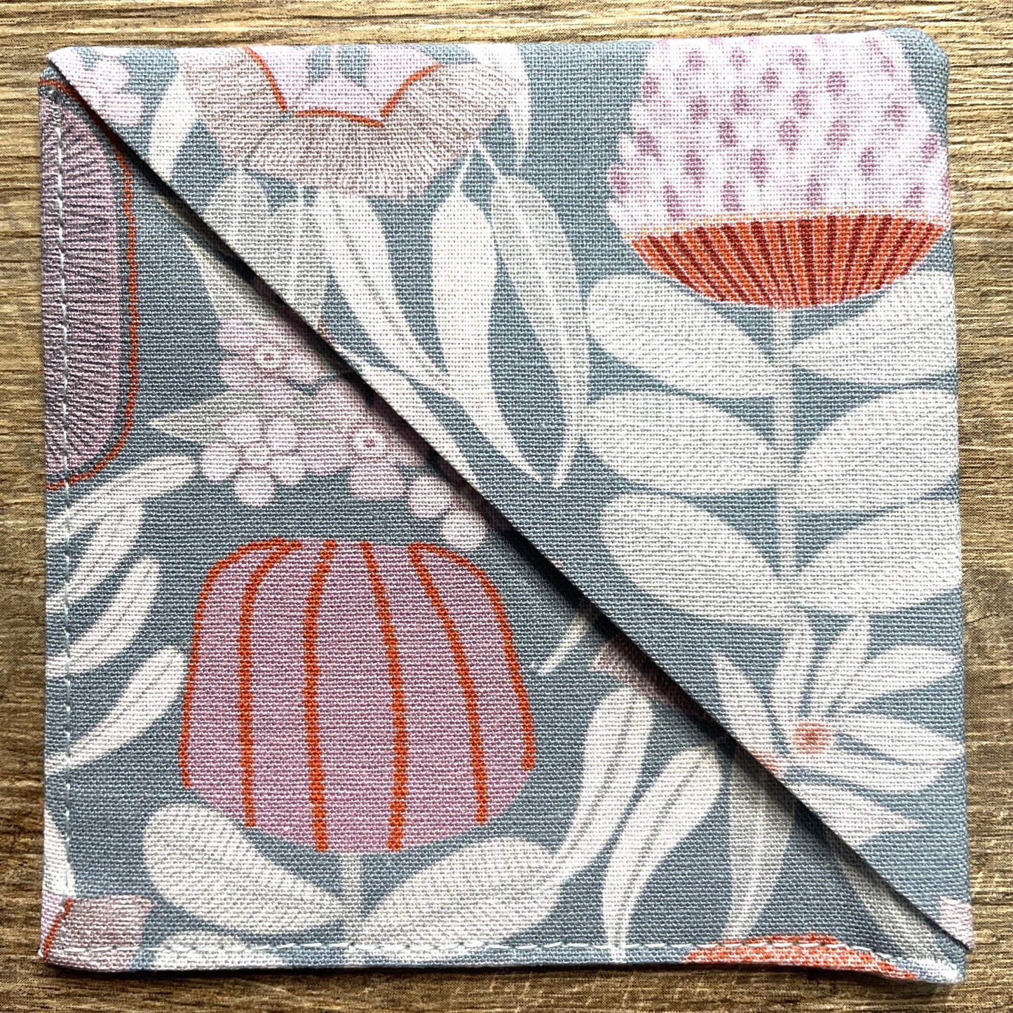 Fabric Corner Bookmark - JP Blue Grey Floral