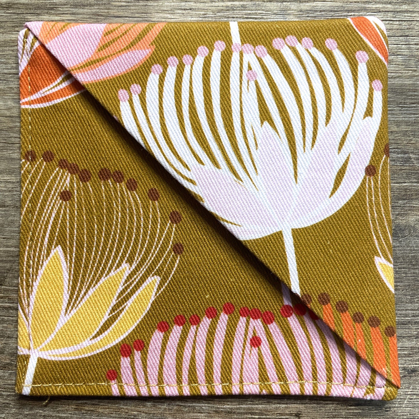 Fabric Corner Bookmark - Mustard Floral