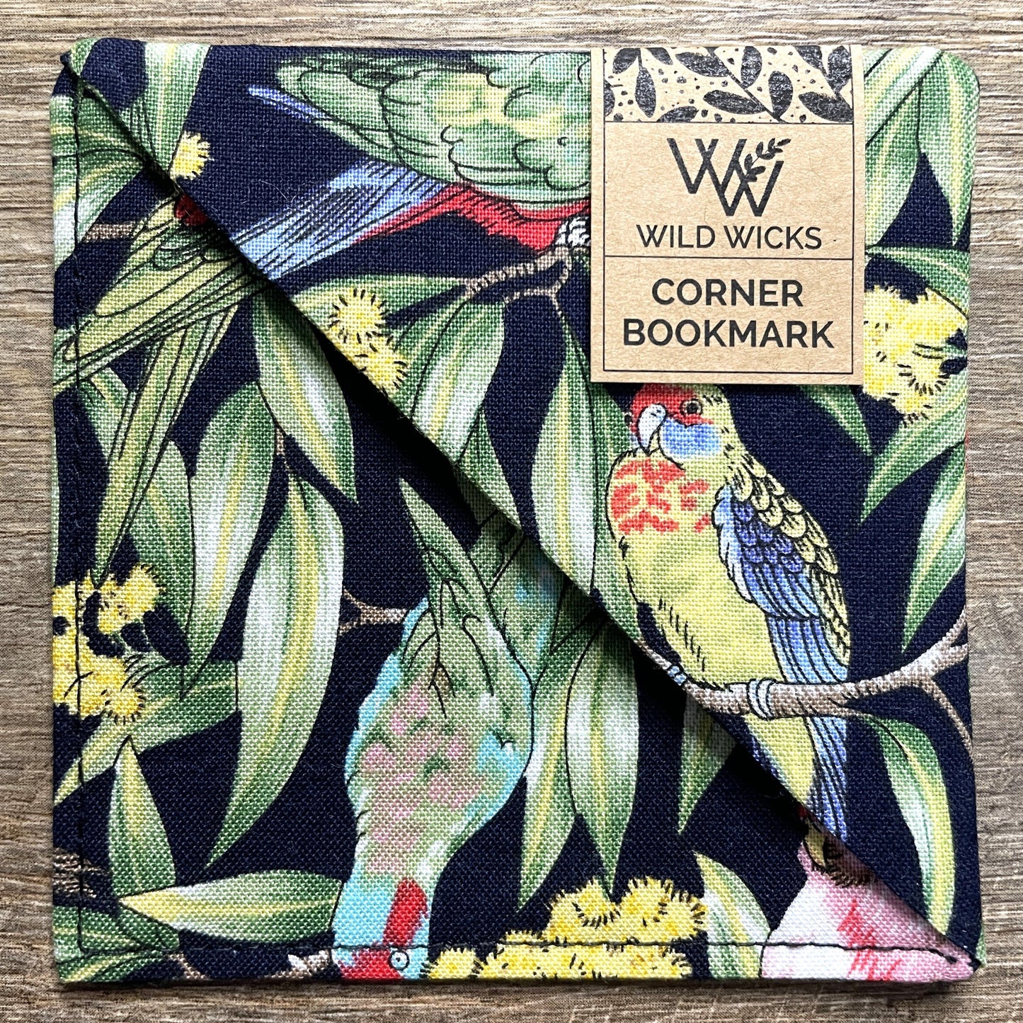 Fabric Corner Bookmark - Parrots