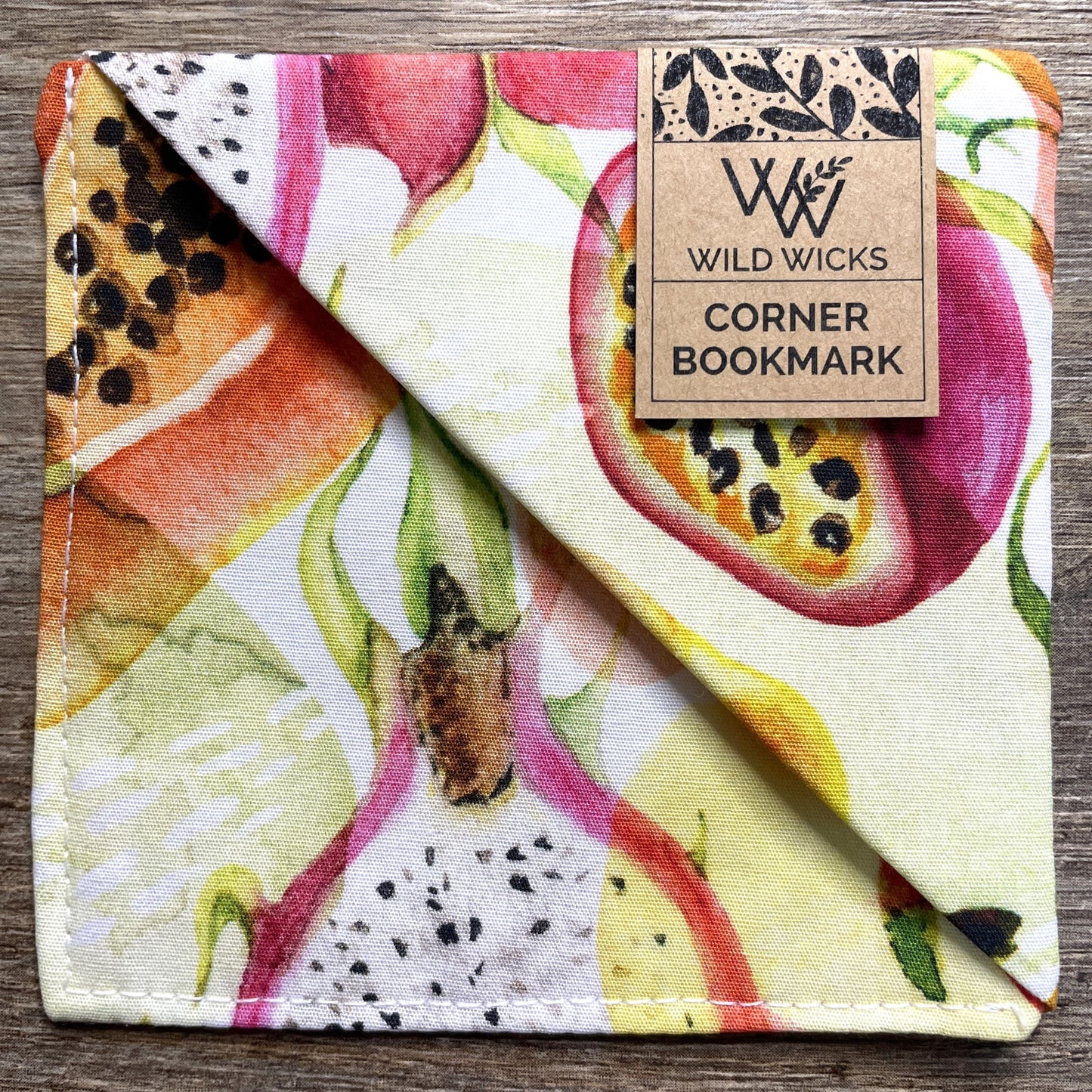Fabric Corner Bookmark - Tropical Fruit